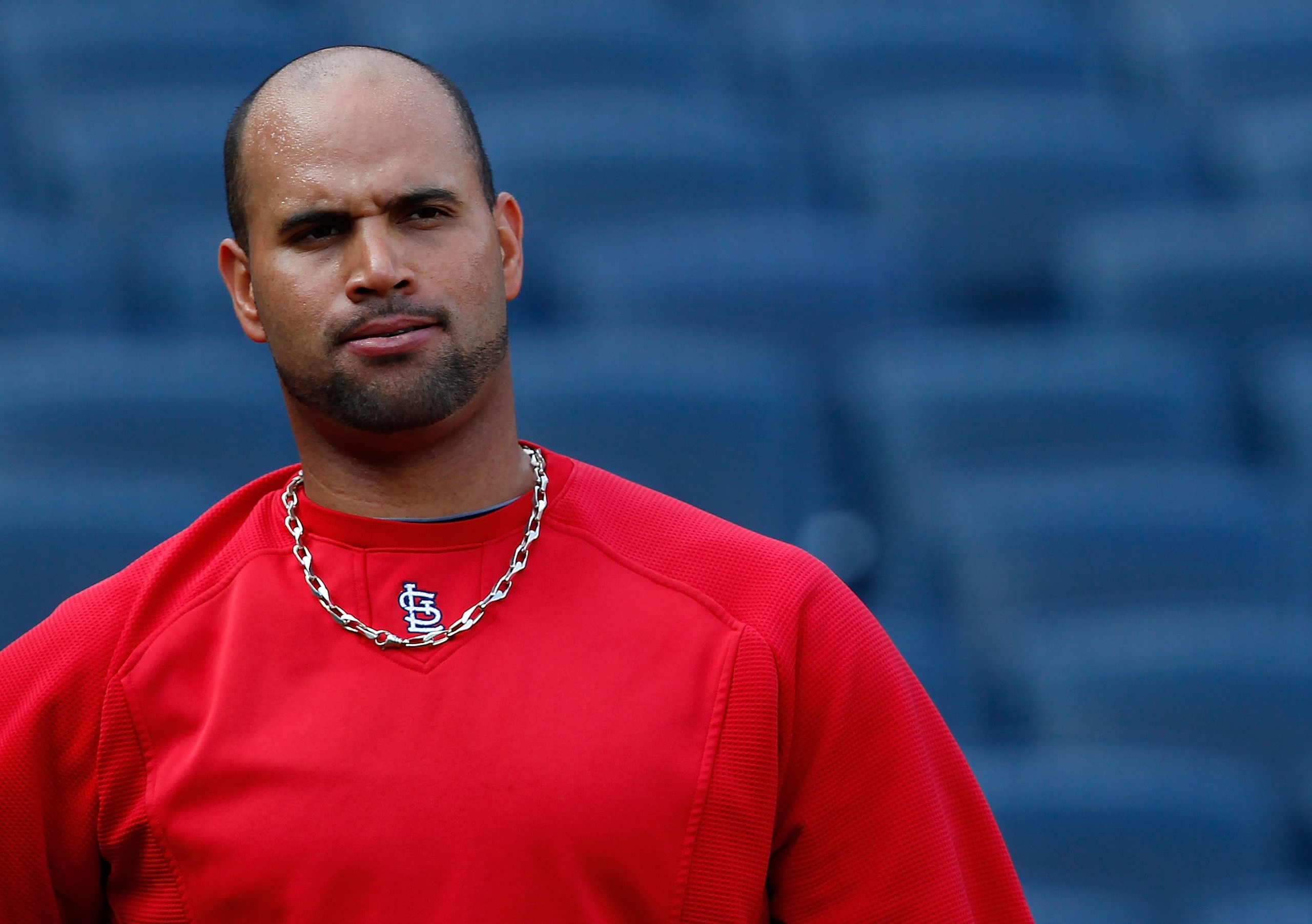 PITTSBURGH - AUGUST 25:  Albert Pujols #5 of the St. Louis Cardinals warms up prior to the game against the Pittsburgh Pirates on August 25, 2010 at PNC Park in Pittsburgh, Pennsylvania.  (Photo by Jared Wickerham/Getty Images)