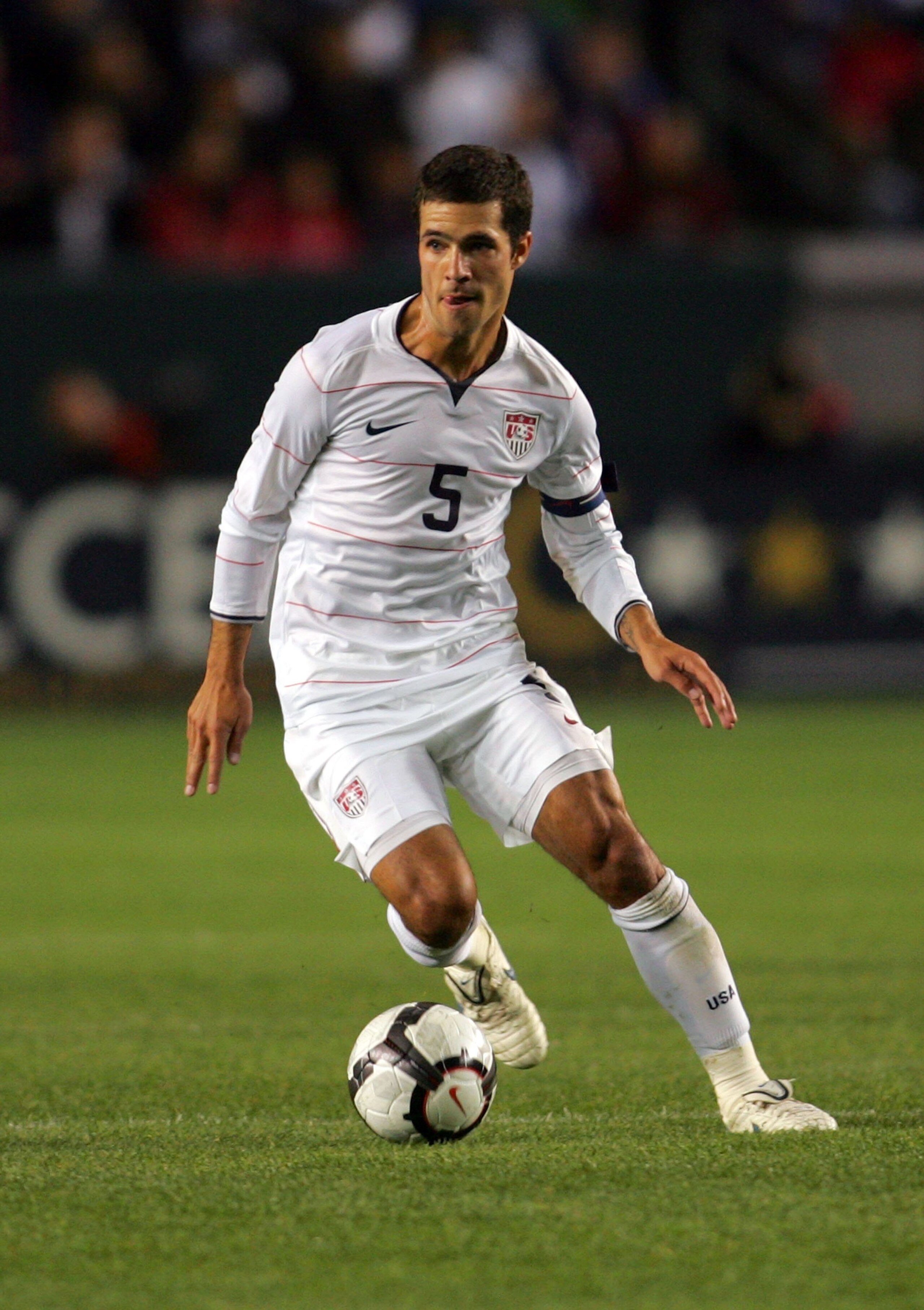 CARSON, CA - JANUARY 23:  Benny Feilhaber #5 of USA plays the ball at midfield during their international friendly match against Honduras on January 23, 2010 in Carson, California. Honduras defeated USA 3-1.  (Photo by Victor Decolongon/Getty Images)