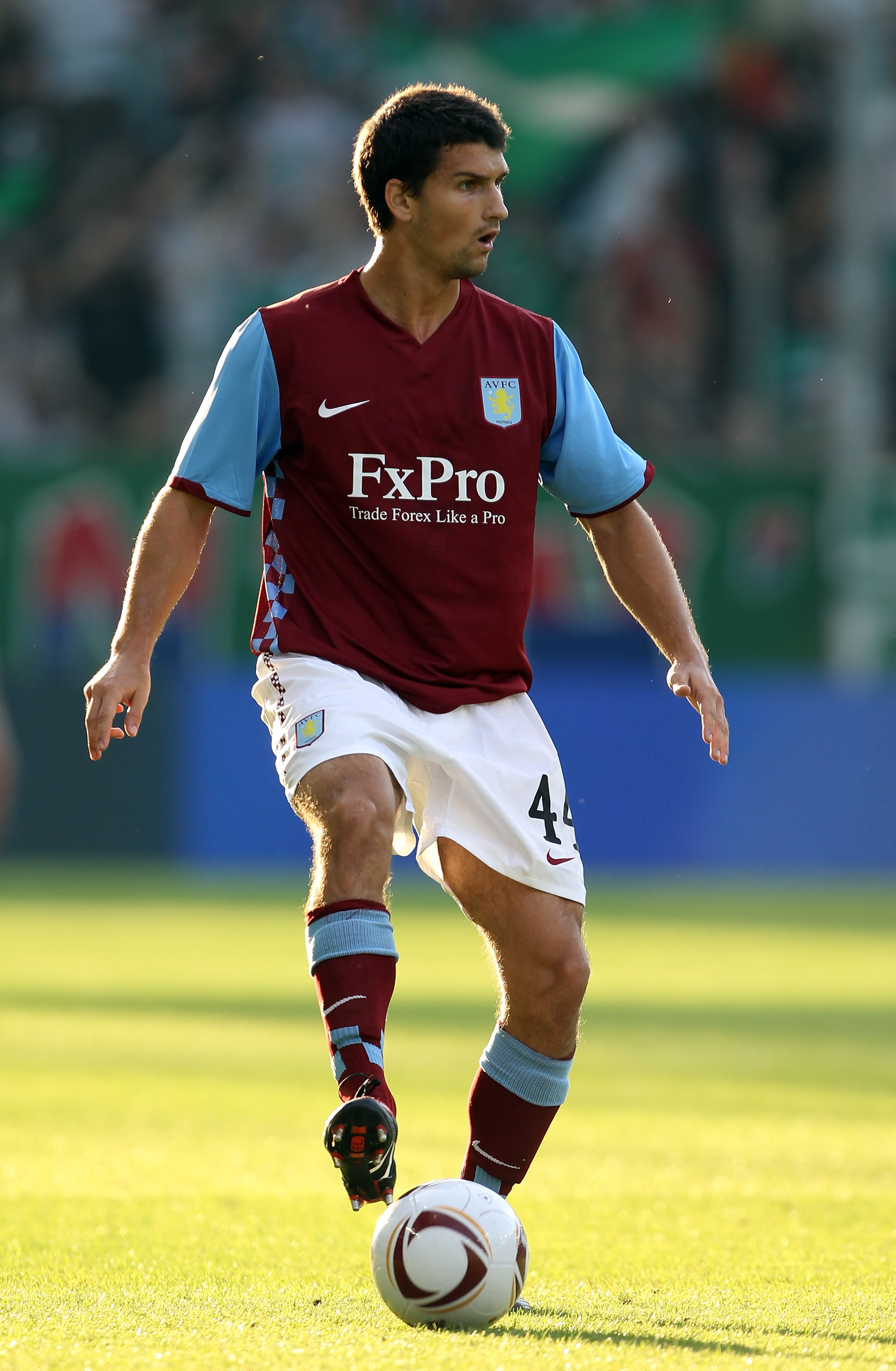 VIENNA, AUSTRIA - AUGUST 19:  Eric Lichaj of Aston Villa in action during the UEFA Europa League, Play off, first leg Qualifying match between Rapid Vienna and Aston Villa at the Gerhard Hanappi Stadium on August 19, 2010 in Vienna, Austria.  (Photo by Ia