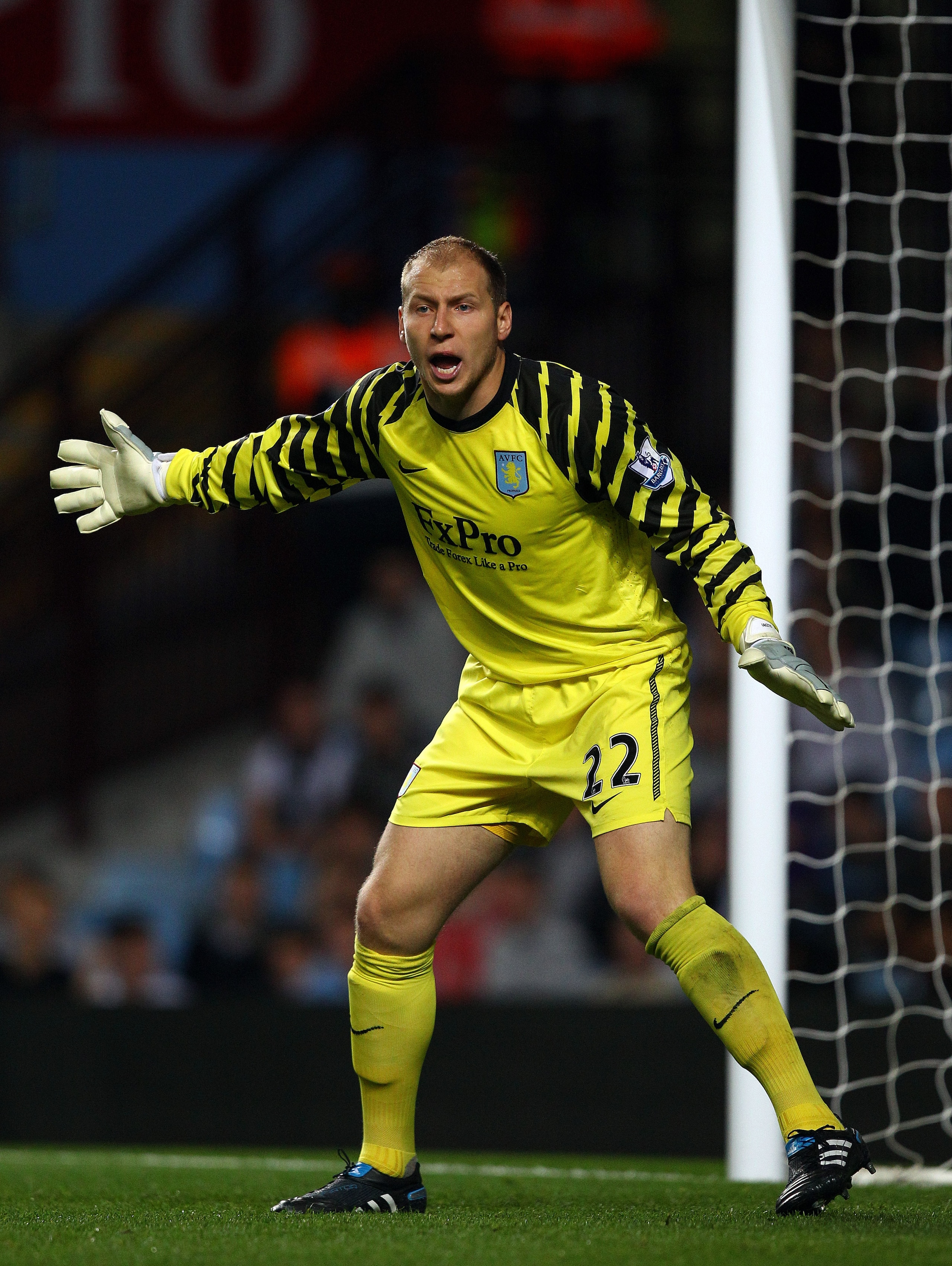 BIRMINGHAM, ENGLAND - SEPTEMBER 22:  Brad Guzan of Villa in action during the Carling Cup 3rd Round match between Aston Villa and Blackburn Rovers at Villa Park on September 22, 2010 in Birmingham, England.  (Photo by Richard Heathcote/Getty Images)