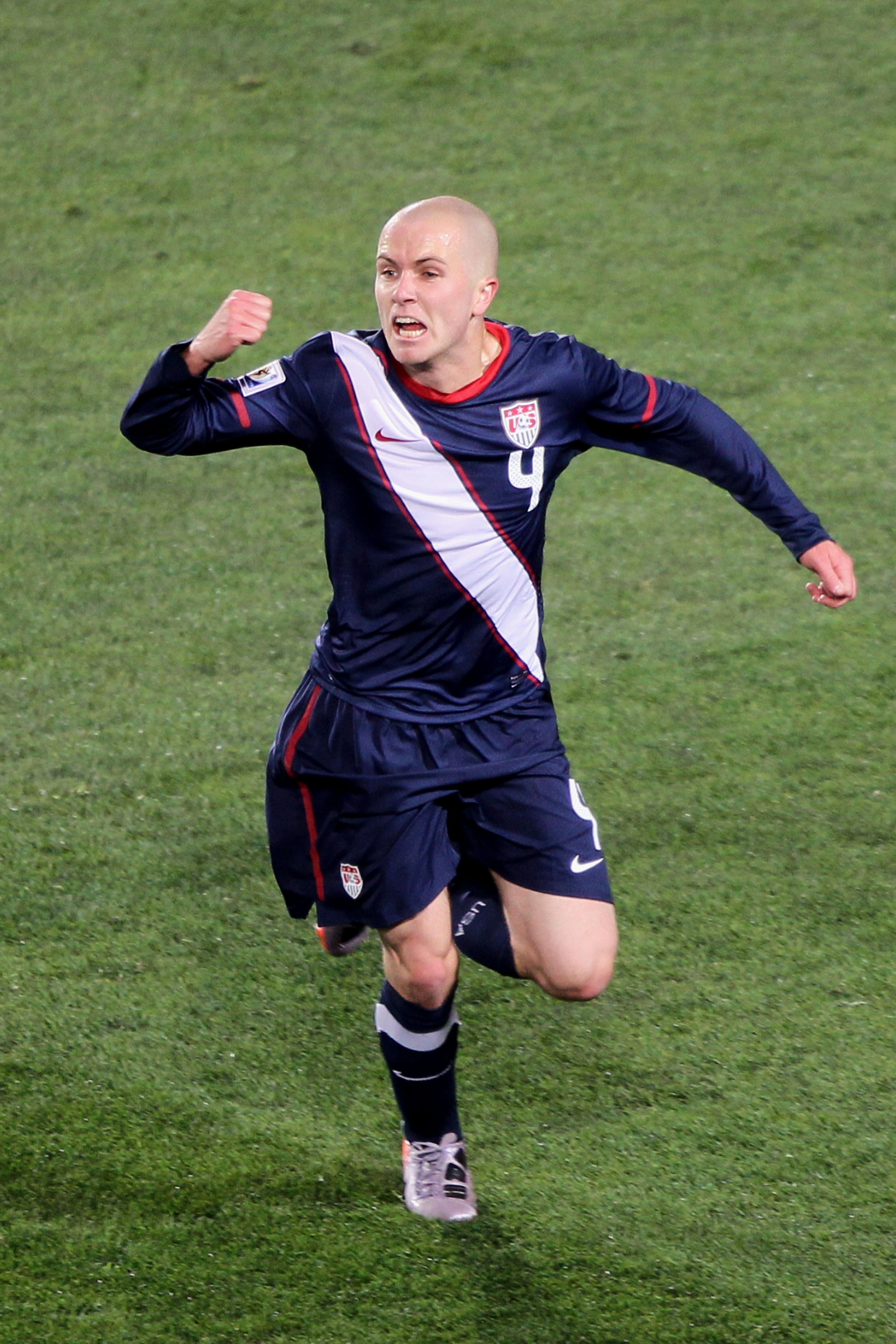 JOHANNESBURG, SOUTH AFRICA - JUNE 18:  Michael Bradley of the United States celebrates scoring his team's second goal during the 2010 FIFA World Cup South Africa Group C match between Slovenia and USA at Ellis Park Stadium on June 18, 2010 in Johannesburg