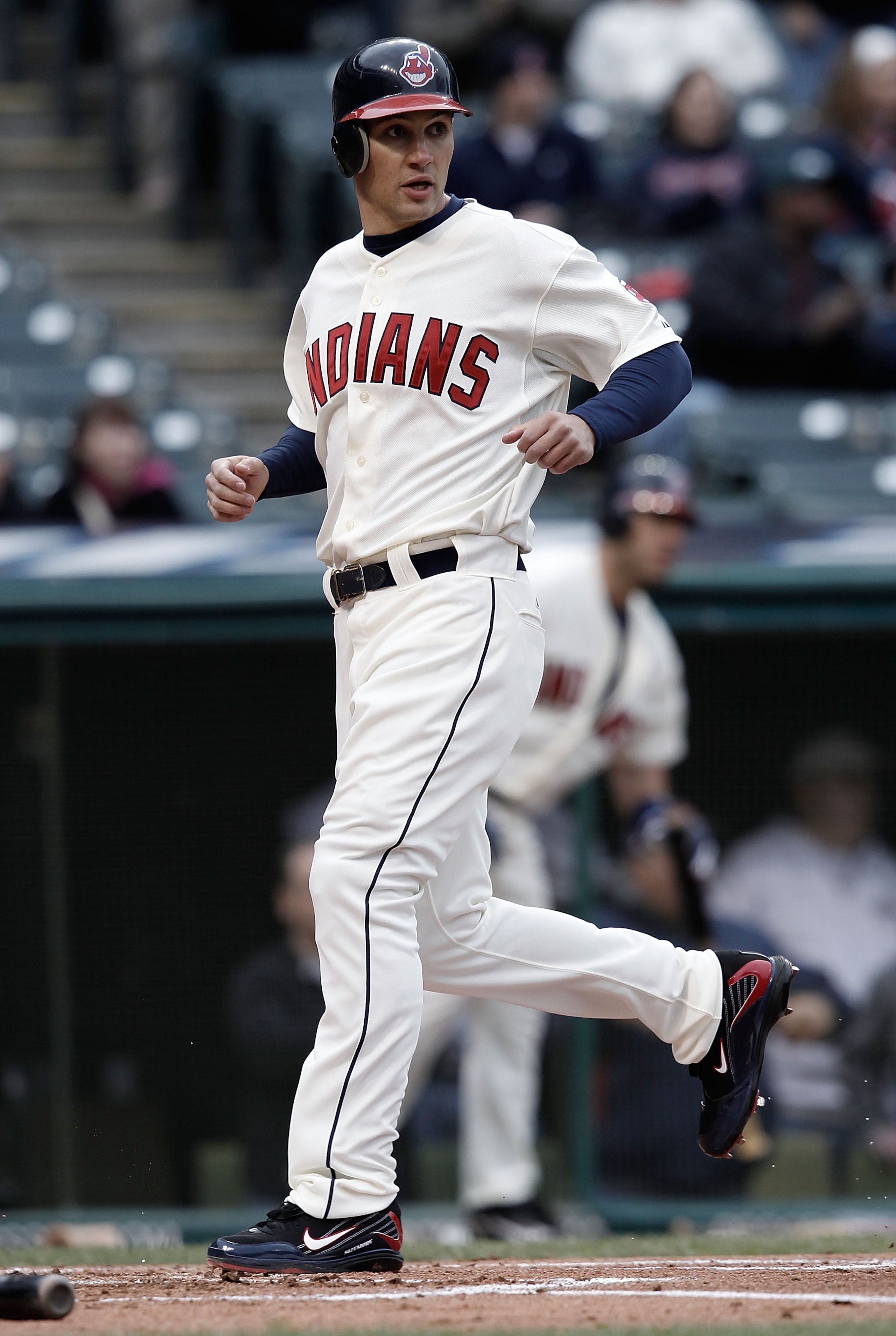 CLEVELAND - APRIL 17: Grady Sizemore #24 of the Cleveland Indians crosses home plate after scoring in the first inning against the Chicago White Sox during the game on April 17, 2010 at Progressive Field in Cleveland, Ohio. (Photo by Jared Wickerham/Get CLEVELAND - APRIL 17: Grady Sizemore #24 of the Cleveland Indians crosses home plate after scoring in the first inning against the Chicago White Sox during the game on April 17, 2010 at Progressive Field in Cleveland, Ohio. (Photo by Jared Wickerham/Get