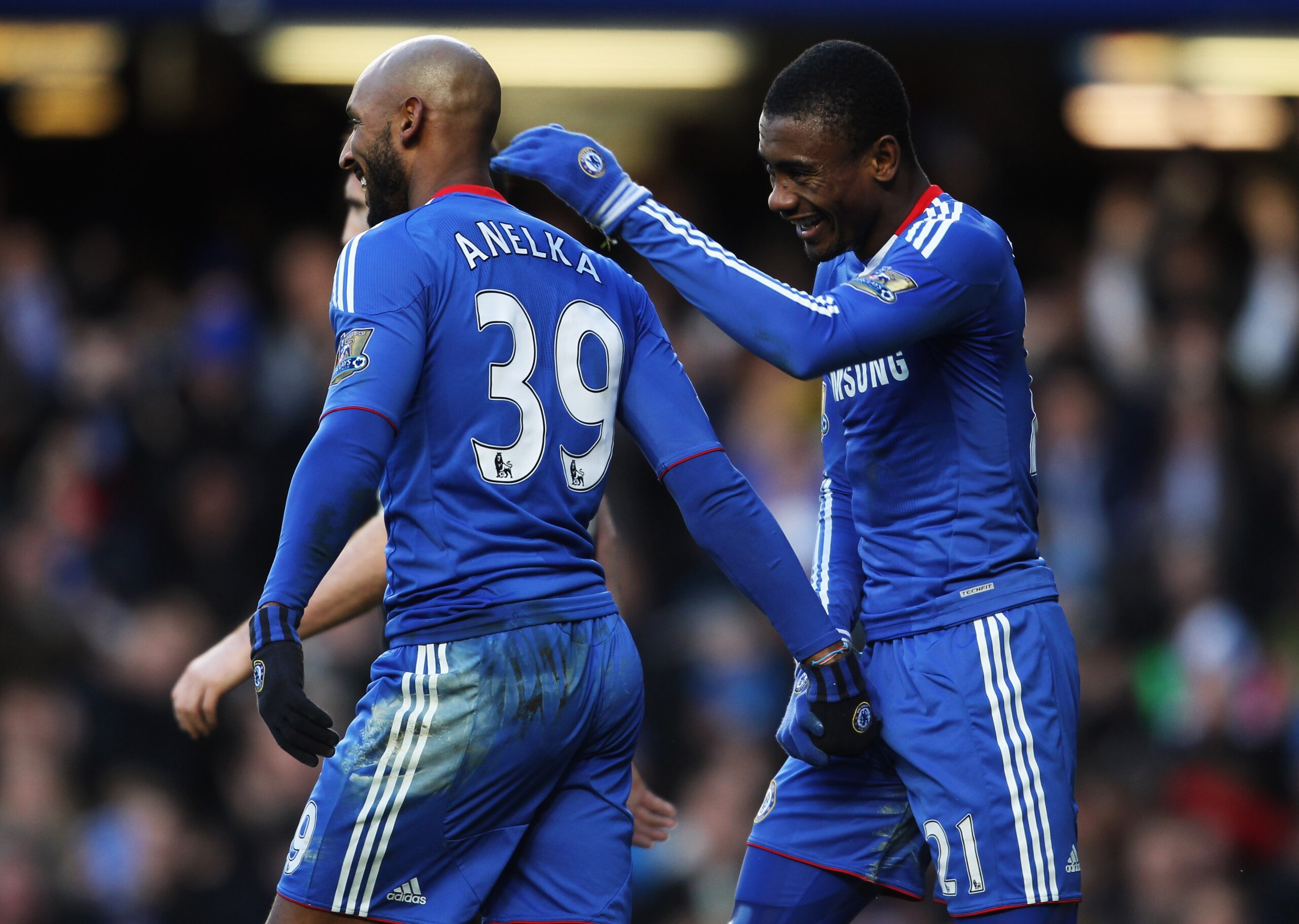 LONDON, ENGLAND - JANUARY 09: Salomon Kalou (R) celebrates with Nicolas Anelka (L) as he scores their first goal during the FA Cup sponsored by E.ON 3rd round match between Chelsea and Ipswich Town at Stamford Bridge on January 9, 2011 in London, England LONDON, ENGLAND - JANUARY 09: Salomon Kalou (R) celebrates with Nicolas Anelka (L) as he scores their first goal during the FA Cup sponsored by E.ON 3rd round match between Chelsea and Ipswich Town at Stamford Bridge on January 9, 2011 in London, England
