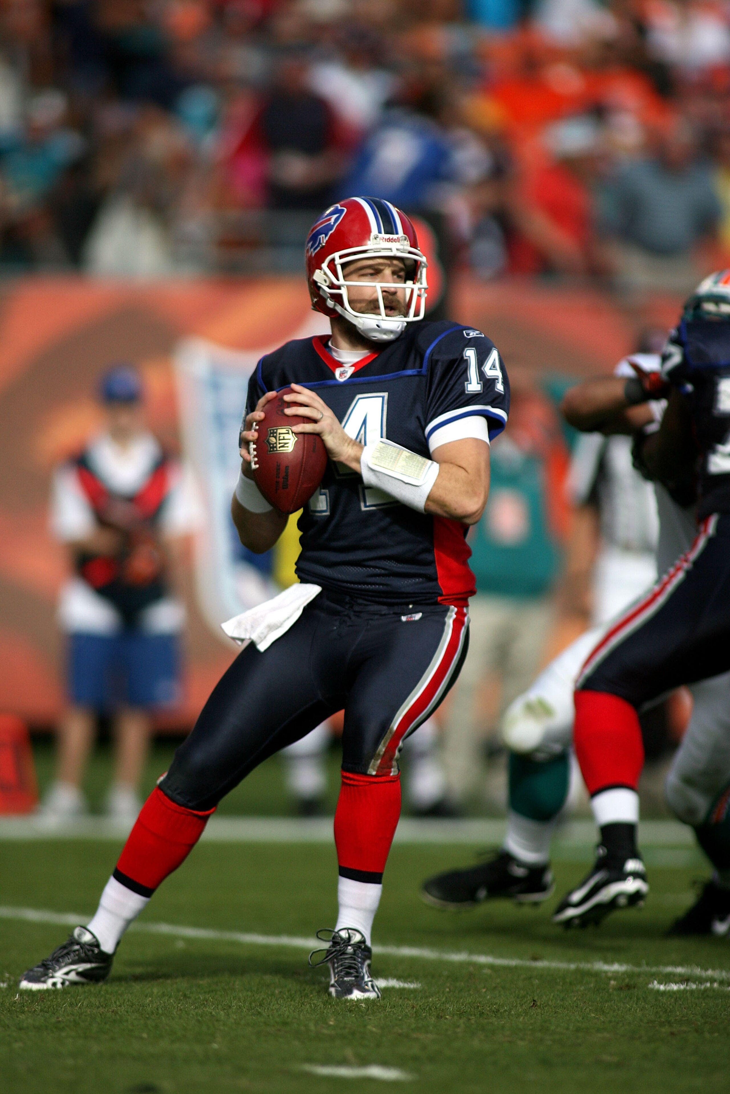 MIAMI - DECEMBER 19: Quarterback Ryan Fitzpatrick #14 of the Buffalo Bills throws against the Miami Dolphins at Sun Life Stadium on December 19, 2010 in Miami, Florida.The Bills defeated the Dolphins 17-14. (Photo by Marc Serota/Getty Images) MIAMI - DECEMBER 19: Quarterback Ryan Fitzpatrick #14 of the Buffalo Bills throws against the Miami Dolphins at Sun Life Stadium on December 19, 2010 in Miami, Florida.The Bills defeated the Dolphins 17-14. (Photo by Marc Serota/Getty Images)