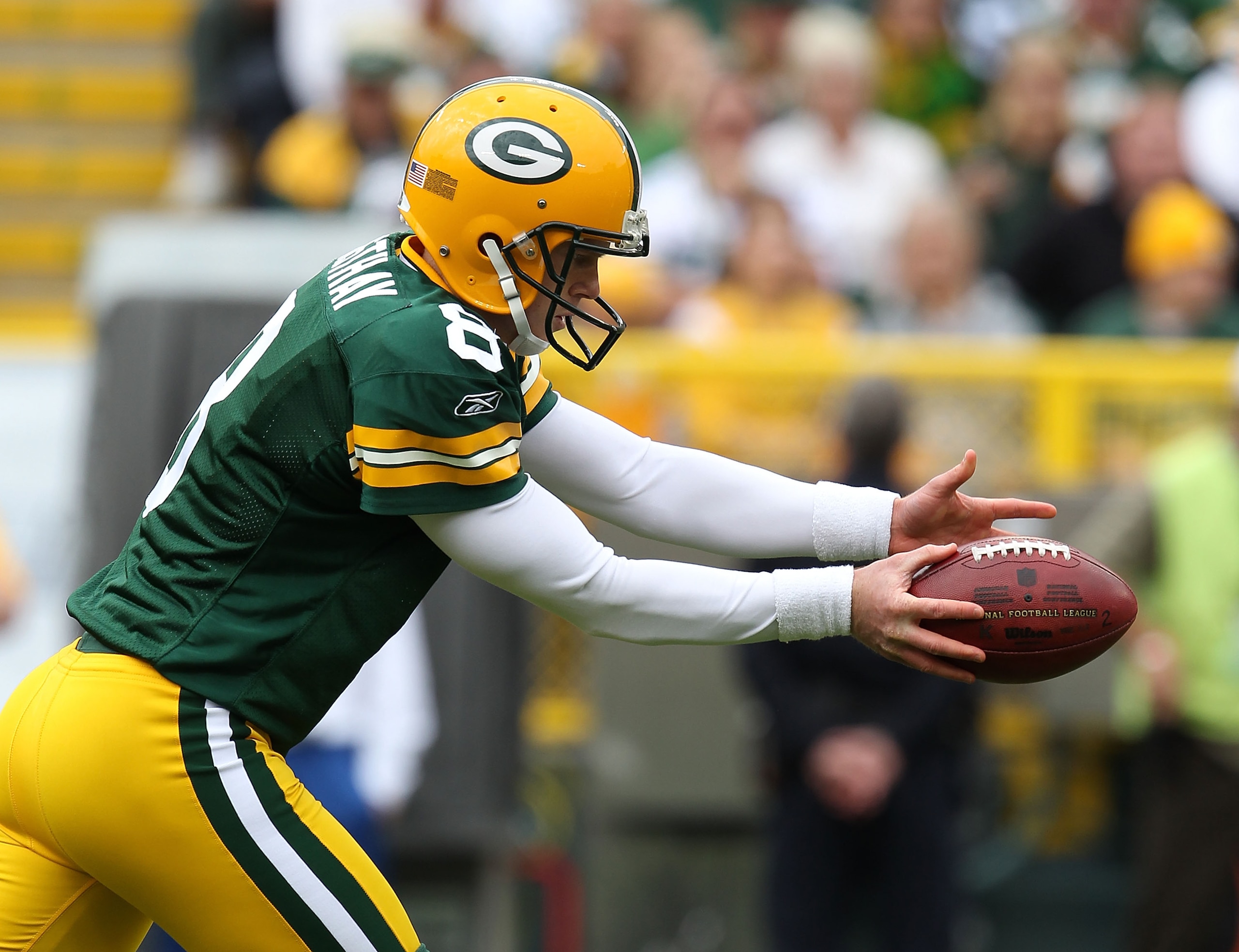 GREEN BAY, WI - SEPTEMBER 19: Tim Masthay #8 of the Green Bay Packers punts the ball against the Buffalo Bills at Lambeau Field on September 19, 2010 in Green Bay, Wisconsin. The Packers defeated the Bills 34-7. (Photo by Jonathan Daniel/Getty Images) GREEN BAY, WI - SEPTEMBER 19: Tim Masthay #8 of the Green Bay Packers punts the ball against the Buffalo Bills at Lambeau Field on September 19, 2010 in Green Bay, Wisconsin. The Packers defeated the Bills 34-7. (Photo by Jonathan Daniel/Getty Images)
