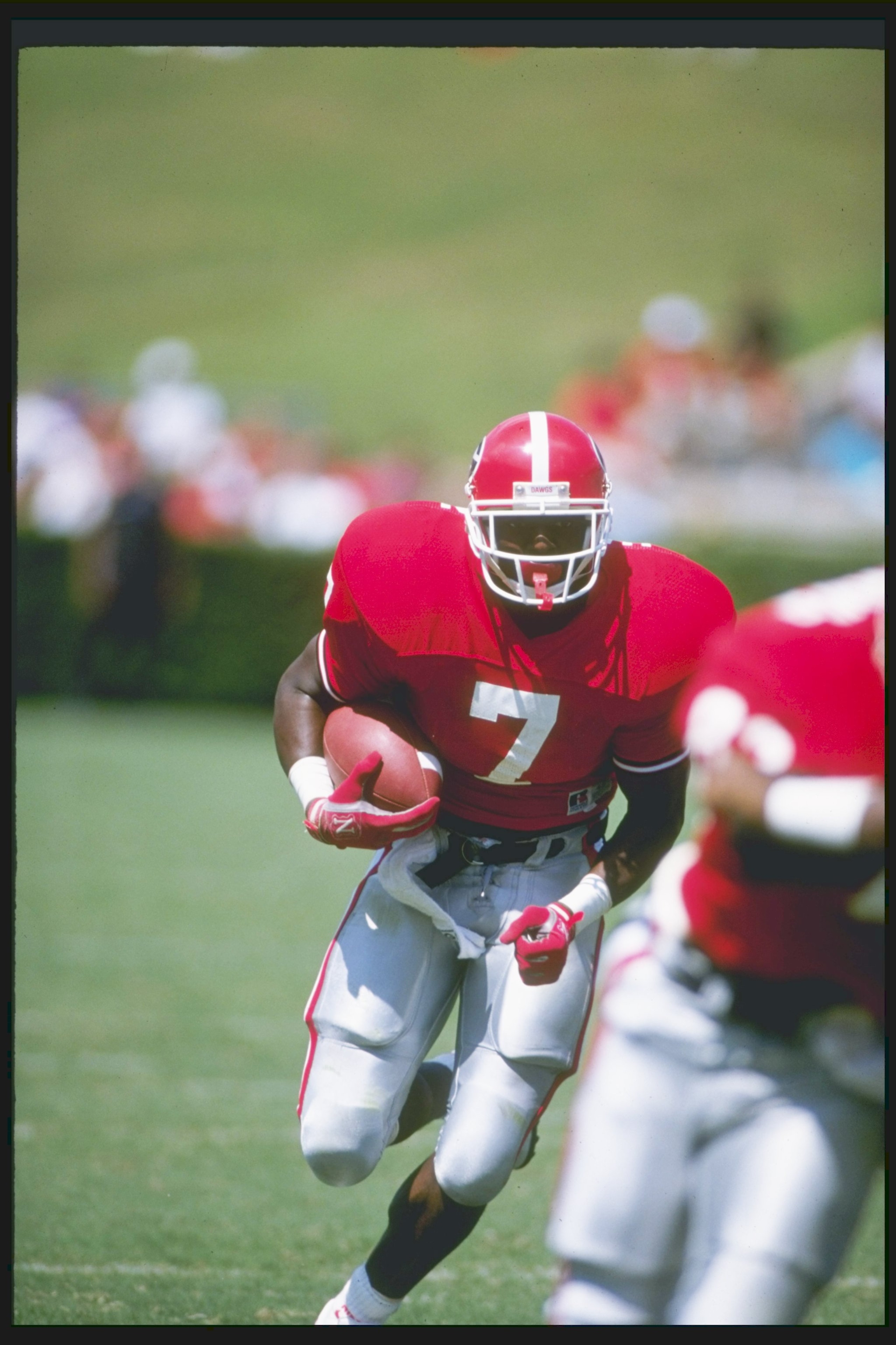 16 Sep 1989:  Running back Rodney Hampton of the Georgia Bulldogs runs down the field during a game against the Baylor Bears at Sanford Stadium in Athens, Georgia.  Georgia won the game 15-3. Mandatory Credit: Allen Dean Steele  /Allsport