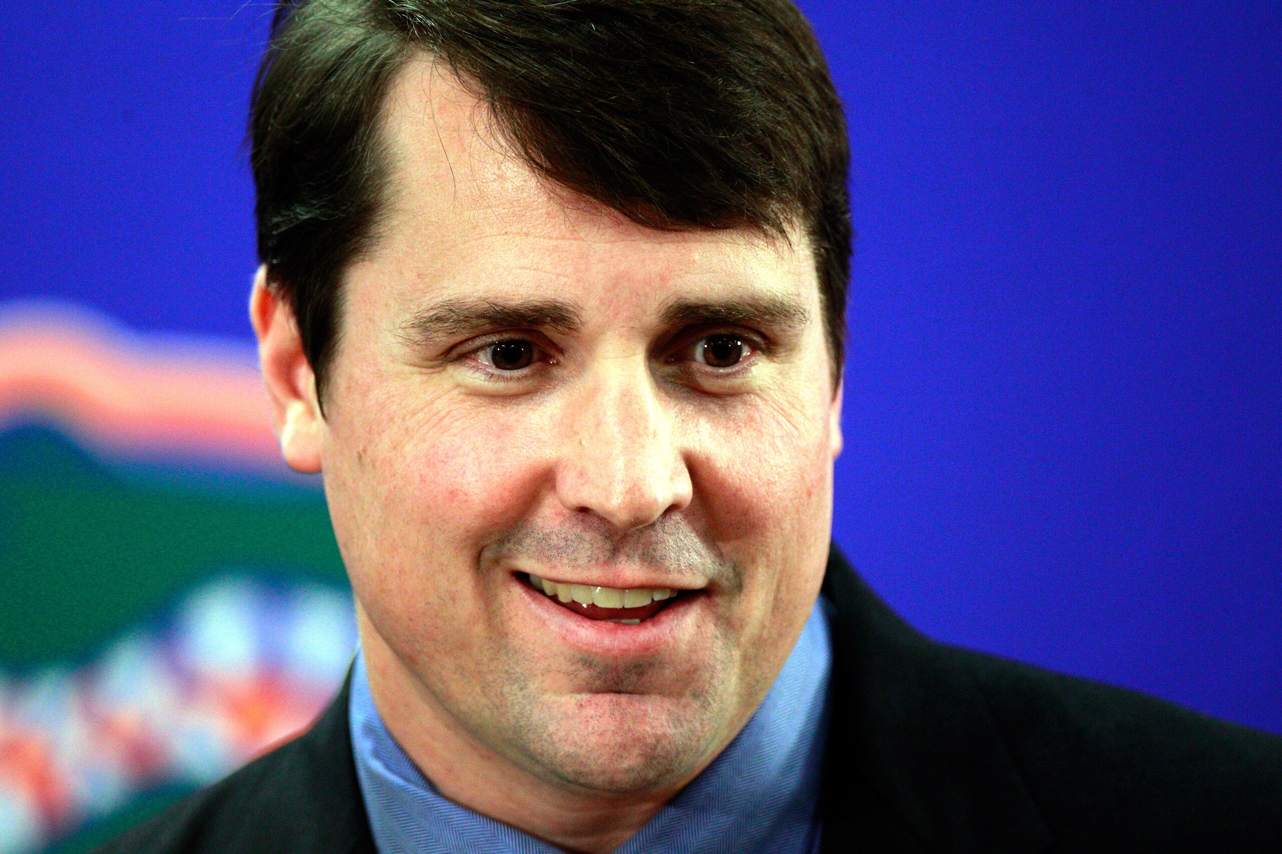 GAINESVILLE, FL - DECEMBER 14:  Former defensive coordinator for the University of Texas, Will Muschamp speaks to the media after being introduced as the head coach of the University of Florida on December 14, 2010 in Gainesville, Florida.  Muschamp is re