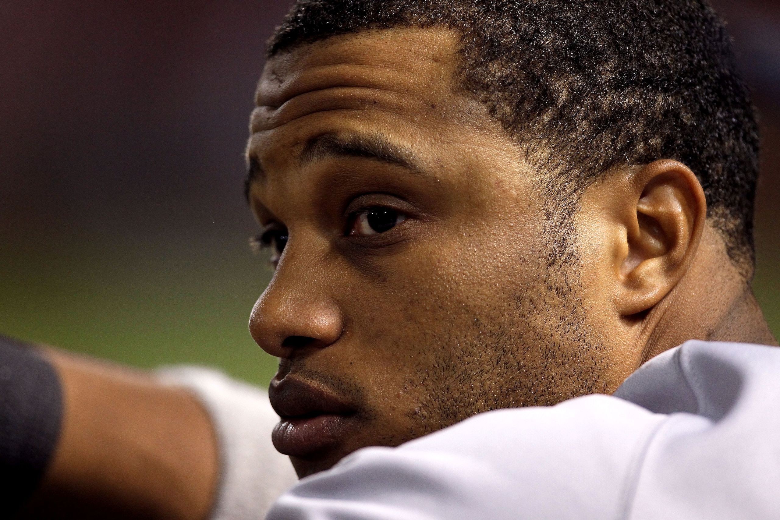 ARLINGTON, TX - OCTOBER 22: Robinson Cano #24 of the New York Yankees looks on against the Texas Rangers in Game Six of the ALCS during the 2010 MLB Playoffs at Rangers Ballpark in Arlington on October 22, 2010 in Arlington, Texas. (Photo by Stephen Dun ARLINGTON, TX - OCTOBER 22: Robinson Cano #24 of the New York Yankees looks on against the Texas Rangers in Game Six of the ALCS during the 2010 MLB Playoffs at Rangers Ballpark in Arlington on October 22, 2010 in Arlington, Texas. (Photo by Stephen Dun