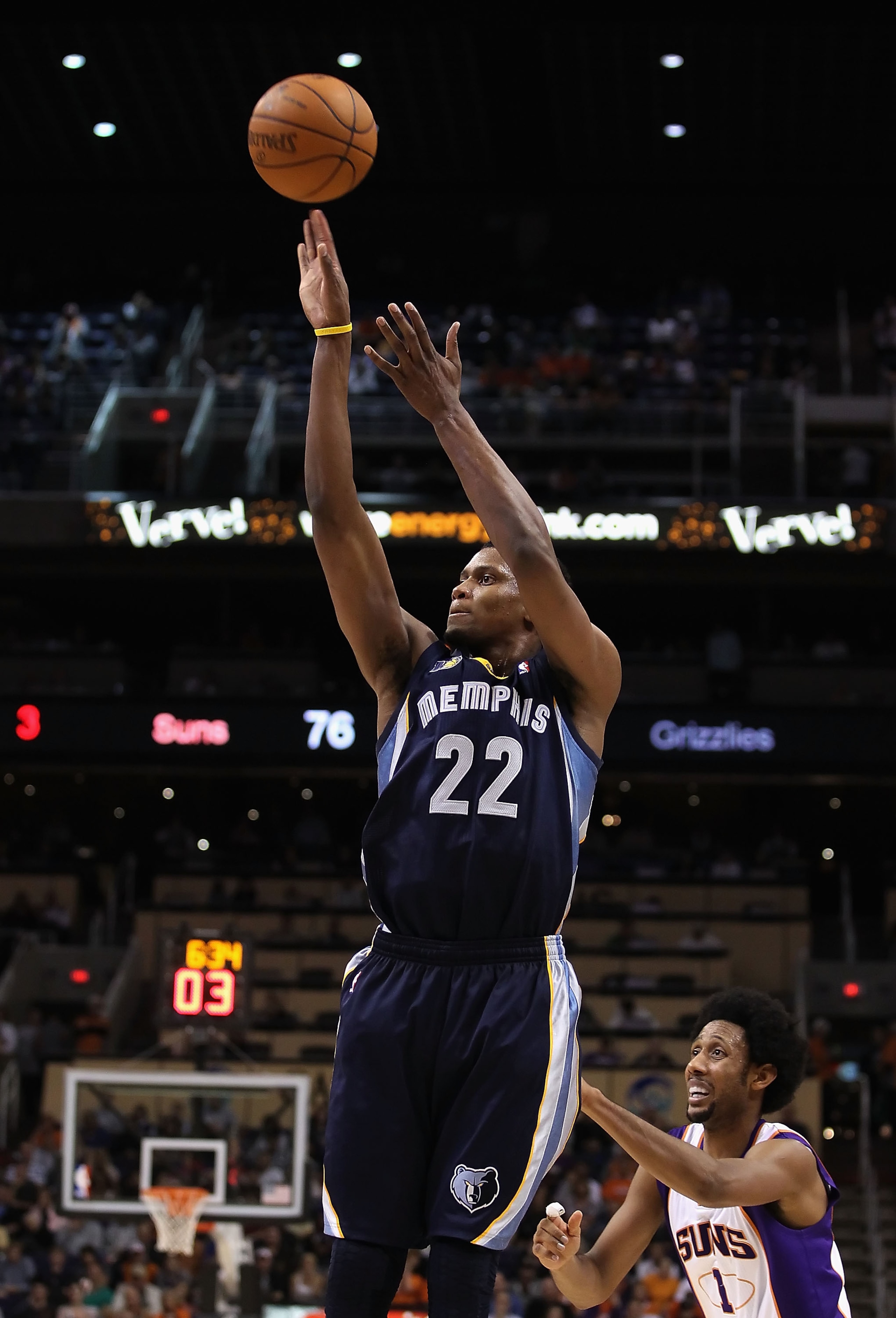 PHOENIX - DECEMBER 08: Rudy Gay #22 of the Memphis Grizzlies puts up a shot against the Phoenix Suns during the NBA game at US Airways Center on December 8, 2010 in Phoenix, Arizona. NOTE TO USER: User expressly acknowledges and agrees that, by downloadi PHOENIX - DECEMBER 08: Rudy Gay #22 of the Memphis Grizzlies puts up a shot against the Phoenix Suns during the NBA game at US Airways Center on December 8, 2010 in Phoenix, Arizona. NOTE TO USER: User expressly acknowledges and agrees that, by downloadi