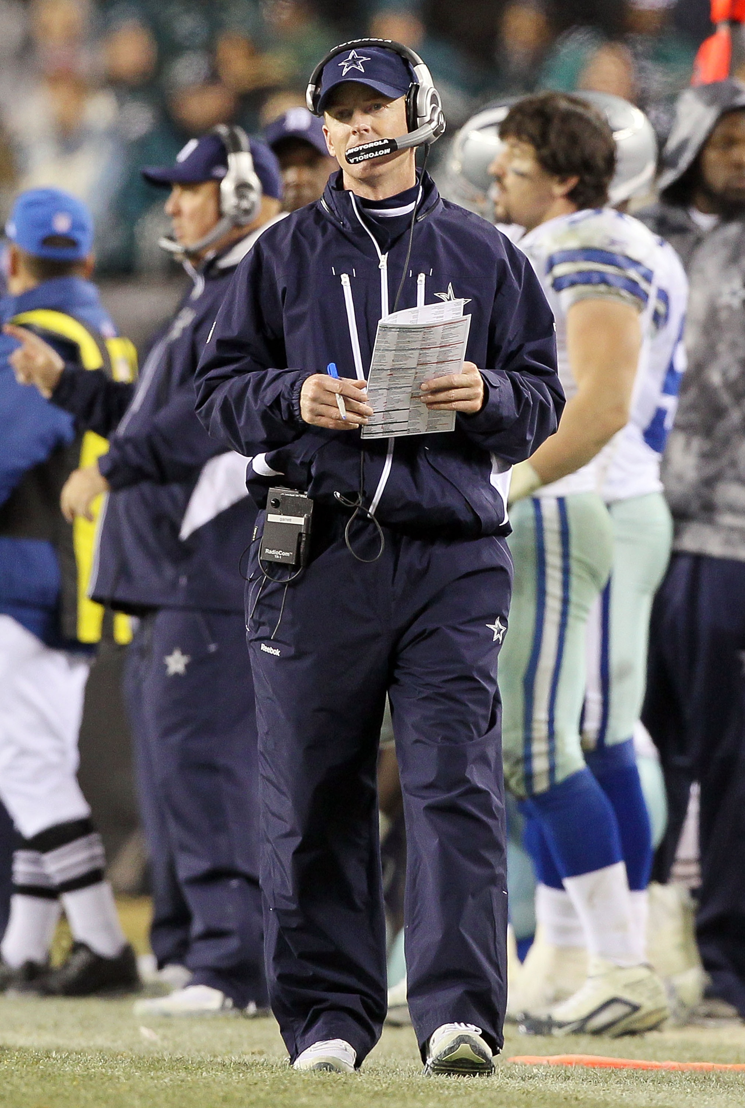 PHILADELPHIA, PA - JANUARY 02:  Head coach Jason Garrett of the Dallas Cowboys looks on against the Philadelphia Eagles on January 2, 2011 at Lincoln Financial Field in Philadelphia, Pennsylvania. The Cowboys defeated the Eagles 14-13.  (Photo by Jim McIs