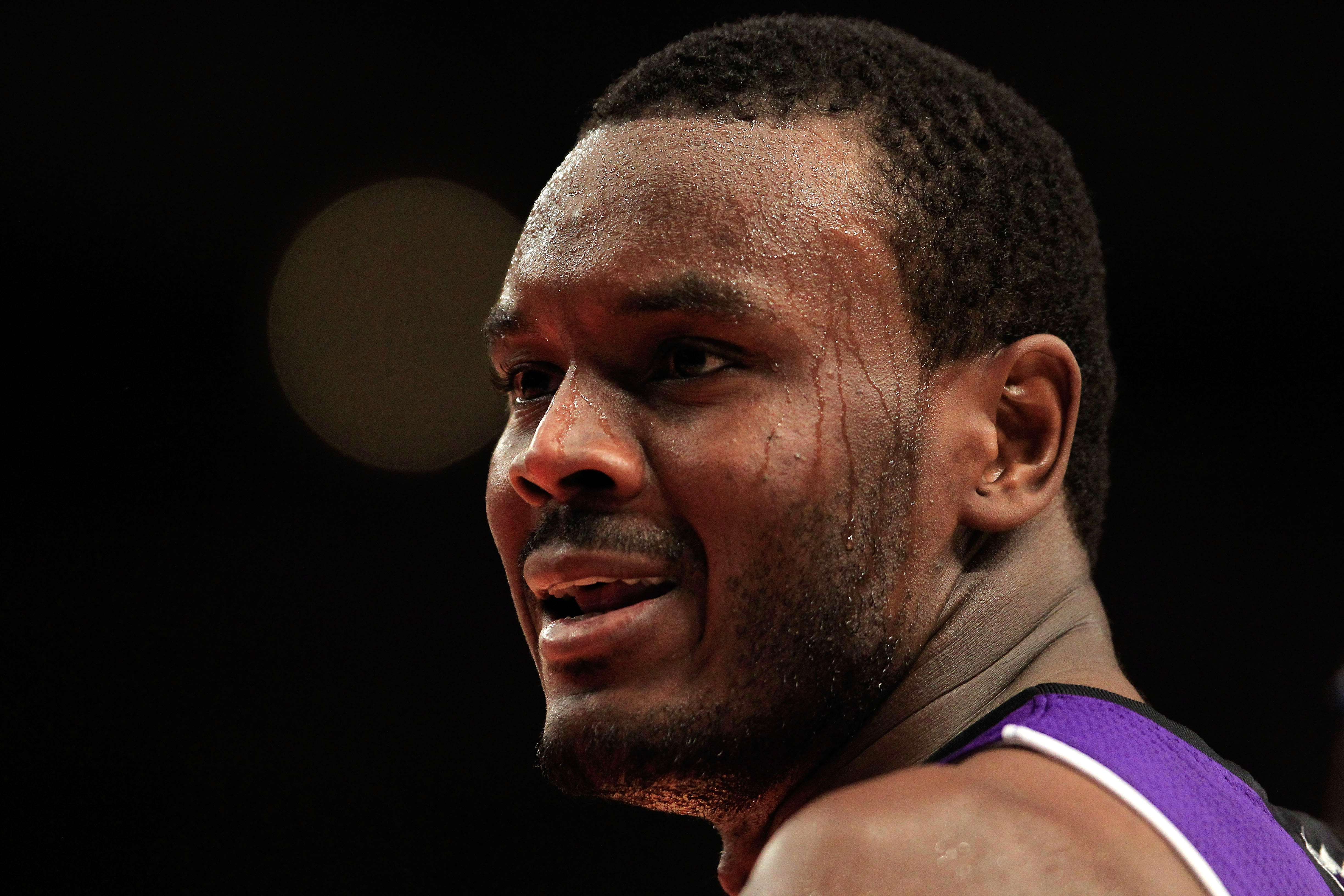 NEW YORK, NY - JANUARY 14:  Samuel Dalembert #10 of the Sacramento Kings looks on during the game against the New York Knicks at Madison Square Garden on January 14, 2011 in New York City. NOTE TO USER: User expressly acknowledges and agrees that, by down