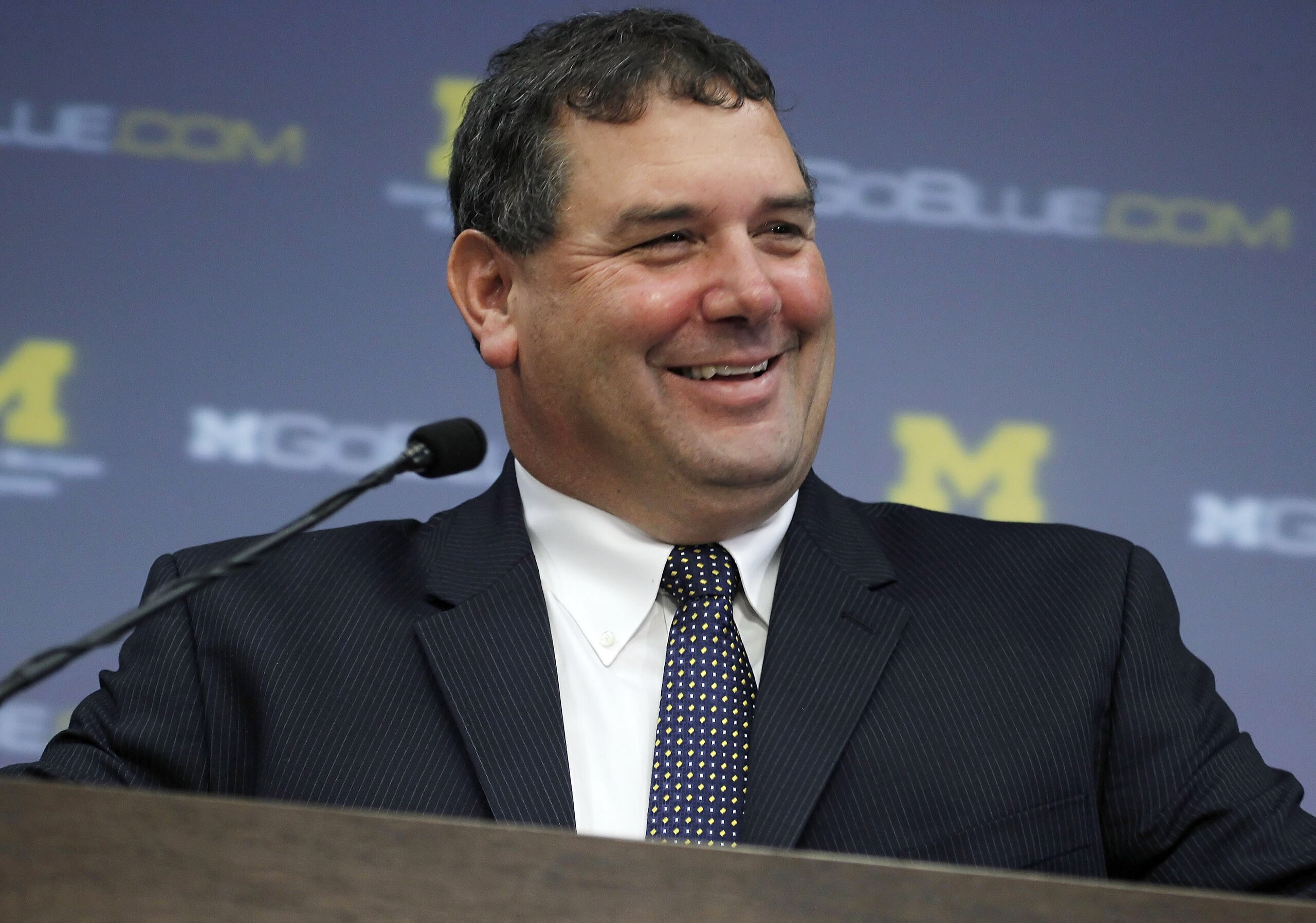ANN ARBOR, MI - JANUARY 12: New University of Michigan head football coach Brady Hoke talks during his introductory press confrence at the Junge Family Champions Center on January 12, 2011 in Ann Arbor, Michigan. (Photo by Gregory Shamus/Getty Images) ANN ARBOR, MI - JANUARY 12: New University of Michigan head football coach Brady Hoke talks during his introductory press confrence at the Junge Family Champions Center on January 12, 2011 in Ann Arbor, Michigan. (Photo by Gregory Shamus/Getty Images)