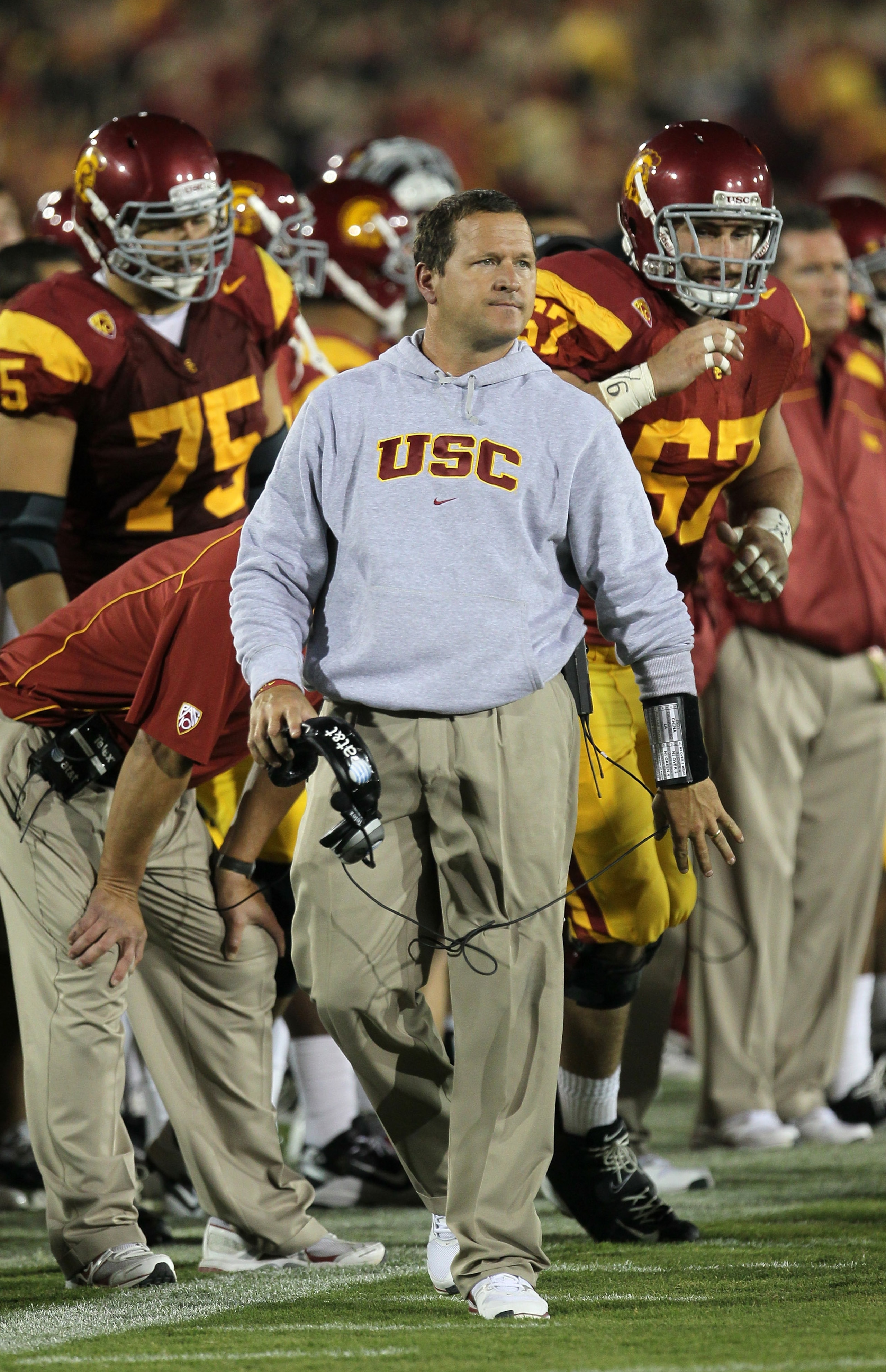 LOS ANGELES, CA - SEPTEMBER 11: Linebackers coach Joe Barry of the USC Trojans on the field during the game with the Virginia Cavaliers at Los Angeles Memorial Coliseum on September 11, 2010 in Los Angeles, California. (Photo by Stephen Dunn/Getty Image LOS ANGELES, CA - SEPTEMBER 11: Linebackers coach Joe Barry of the USC Trojans on the field during the game with the Virginia Cavaliers at Los Angeles Memorial Coliseum on September 11, 2010 in Los Angeles, California. (Photo by Stephen Dunn/Getty Image