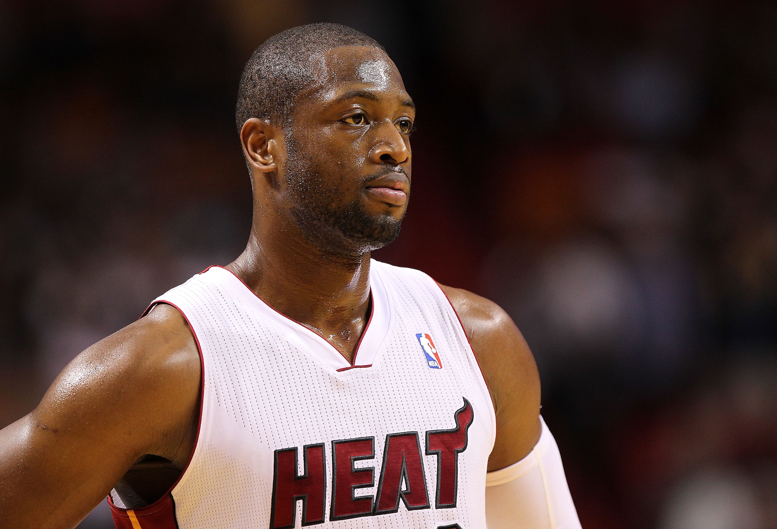 MIAMI, FL - JANUARY 31:  Dwyane Wade #3 of the Miami Heat looks on during a game against the Cleveland Cavaliers at American Airlines Arena on January 31, 2011 in Miami, Florida. NOTE TO USER: User expressly acknowledges and agrees that, by downloading an