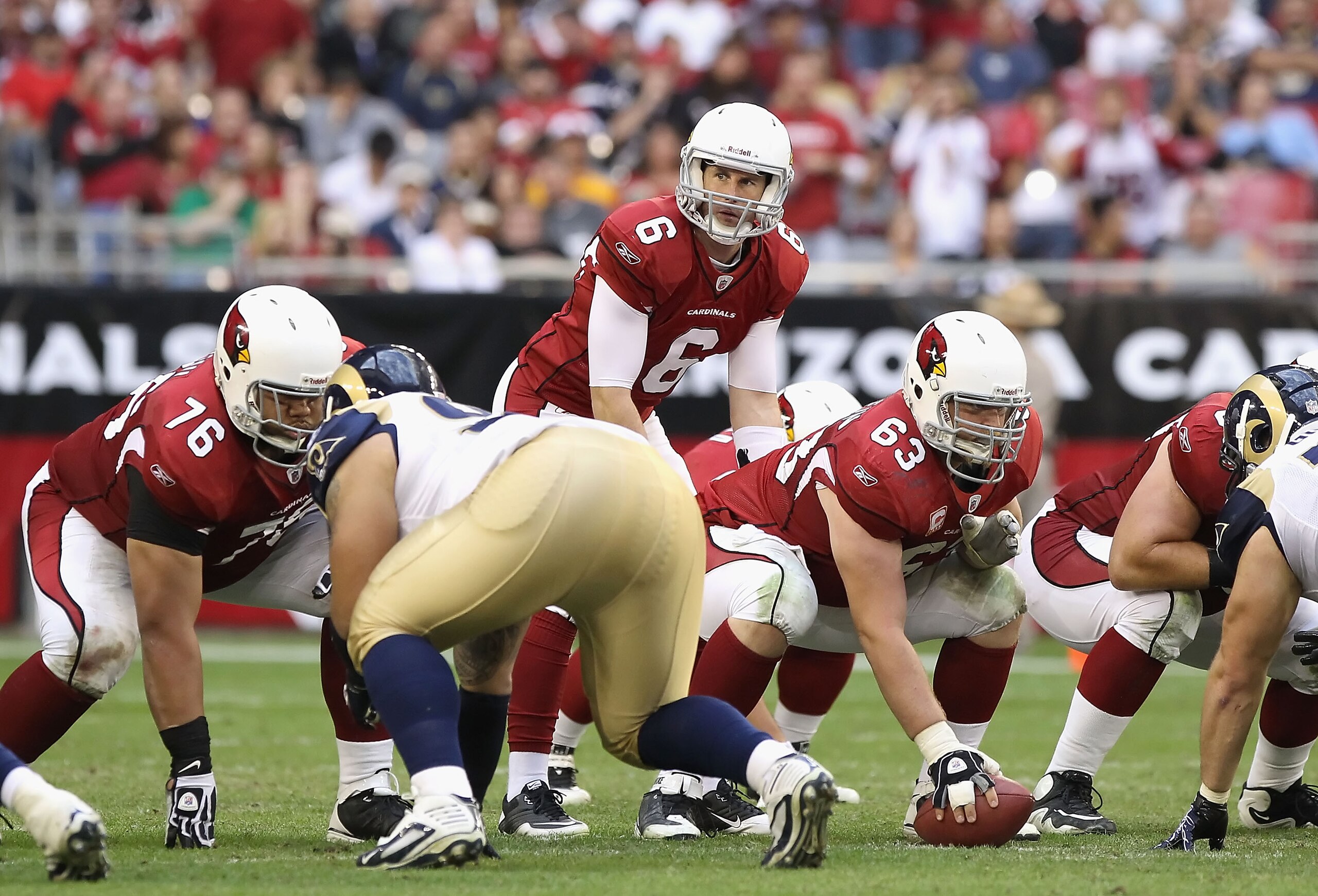 GLENDALE, AZ - DECEMBER 05: Quarterback Max Hall #6 of the Arizona Cardinals prepares to snap the football during the NFL game against the St. Louis Rams at the University of Phoenix Stadium on December 5, 2010 in Glendale, Arizona. The Rams defeated th GLENDALE, AZ - DECEMBER 05: Quarterback Max Hall #6 of the Arizona Cardinals prepares to snap the football during the NFL game against the St. Louis Rams at the University of Phoenix Stadium on December 5, 2010 in Glendale, Arizona. The Rams defeated th