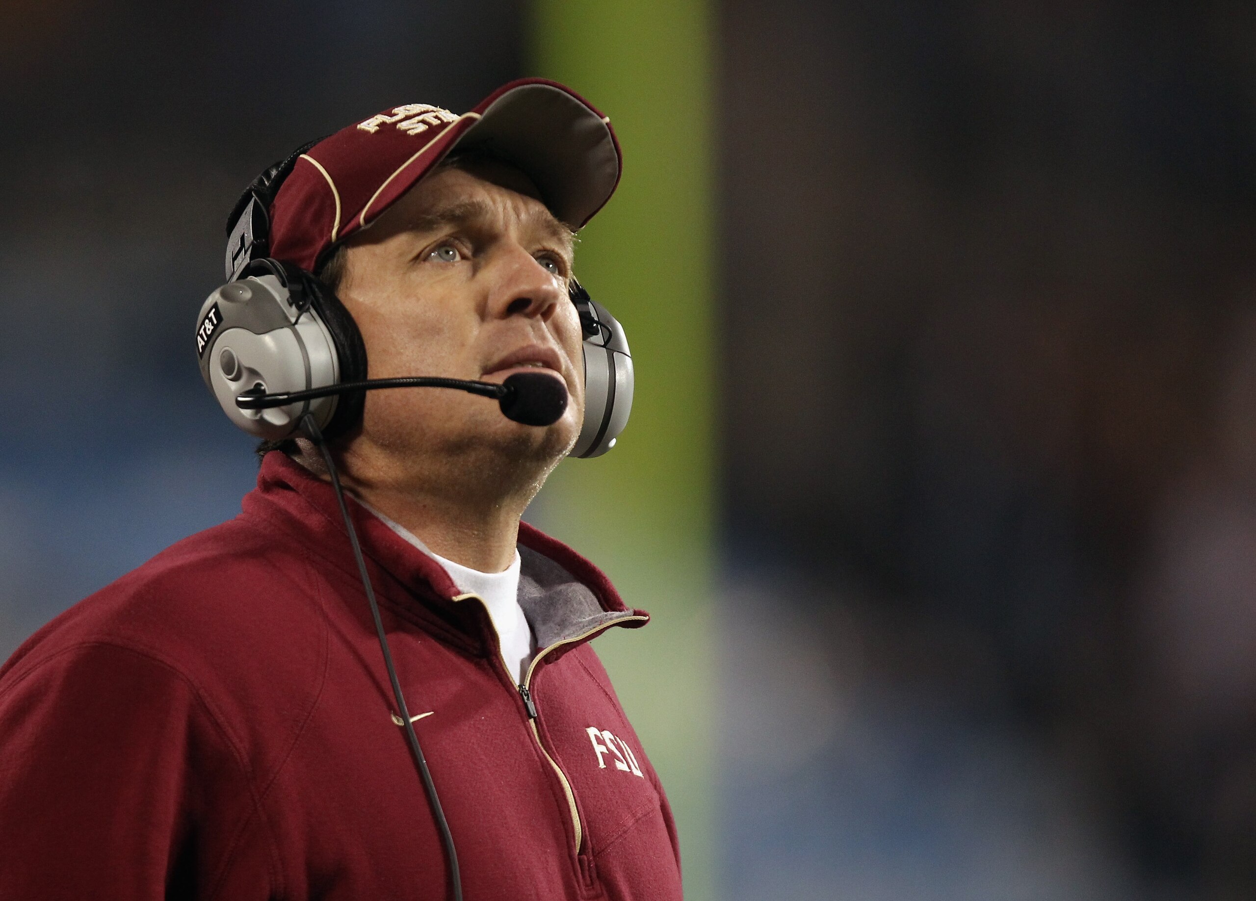 CHARLOTTE, NC - DECEMBER 04: Head coach Jimbo Fisher of the Florida State Seminoles looks at the scoreboard against the Virginia Tech Hokies during their game at Bank of America Stadium on December 4, 2010 in Charlotte, North Carolina. (Photo by Streete CHARLOTTE, NC - DECEMBER 04: Head coach Jimbo Fisher of the Florida State Seminoles looks at the scoreboard against the Virginia Tech Hokies during their game at Bank of America Stadium on December 4, 2010 in Charlotte, North Carolina. (Photo by Streete