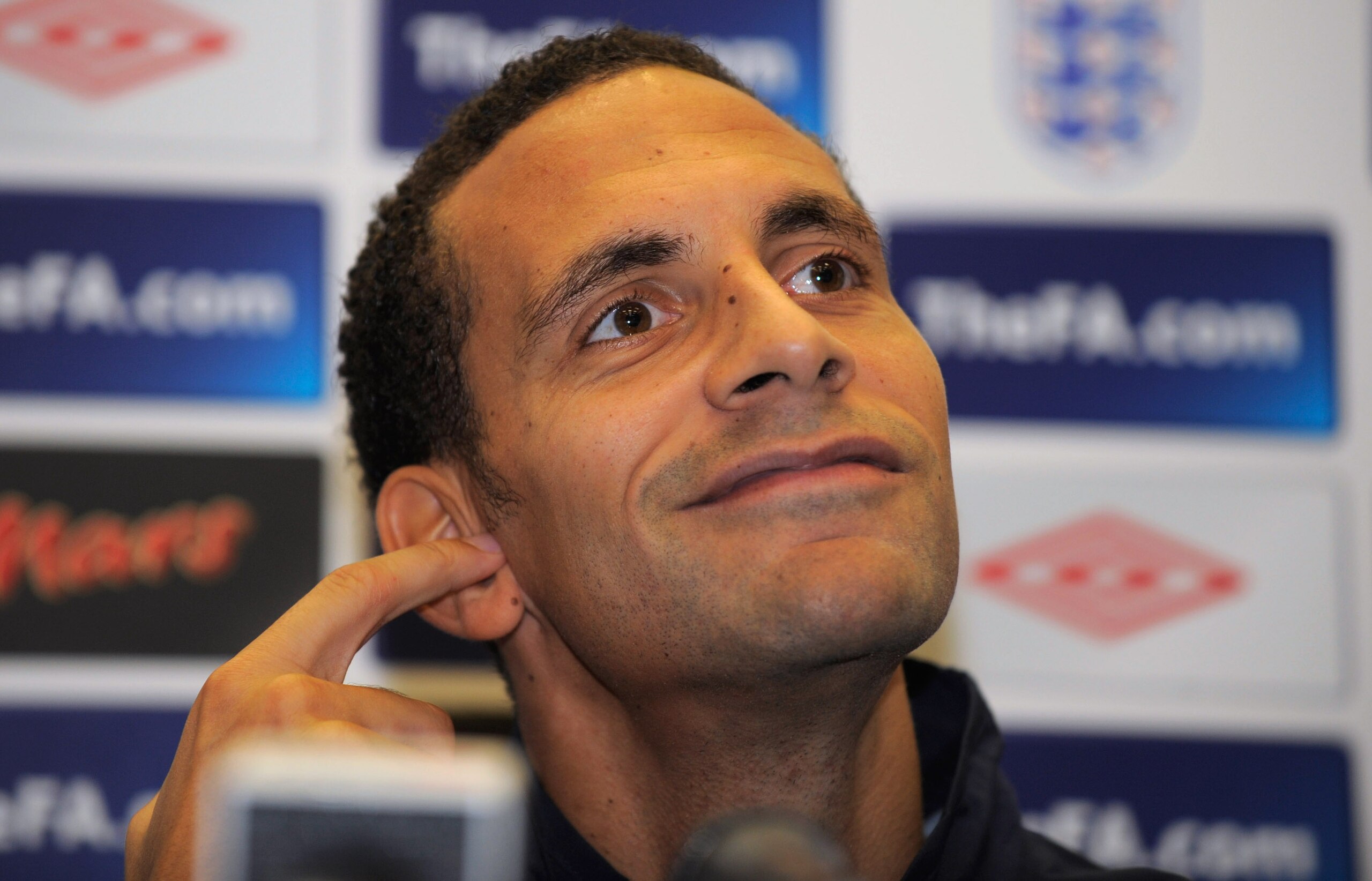 LONDON, ENGLAND - NOVEMBER 16: Captain Rio Ferdinand speaks to the press after the England training session at Wembley Stadium on November 16, 2010 in London, England.  (Photo by Michael Regan/Getty Images)