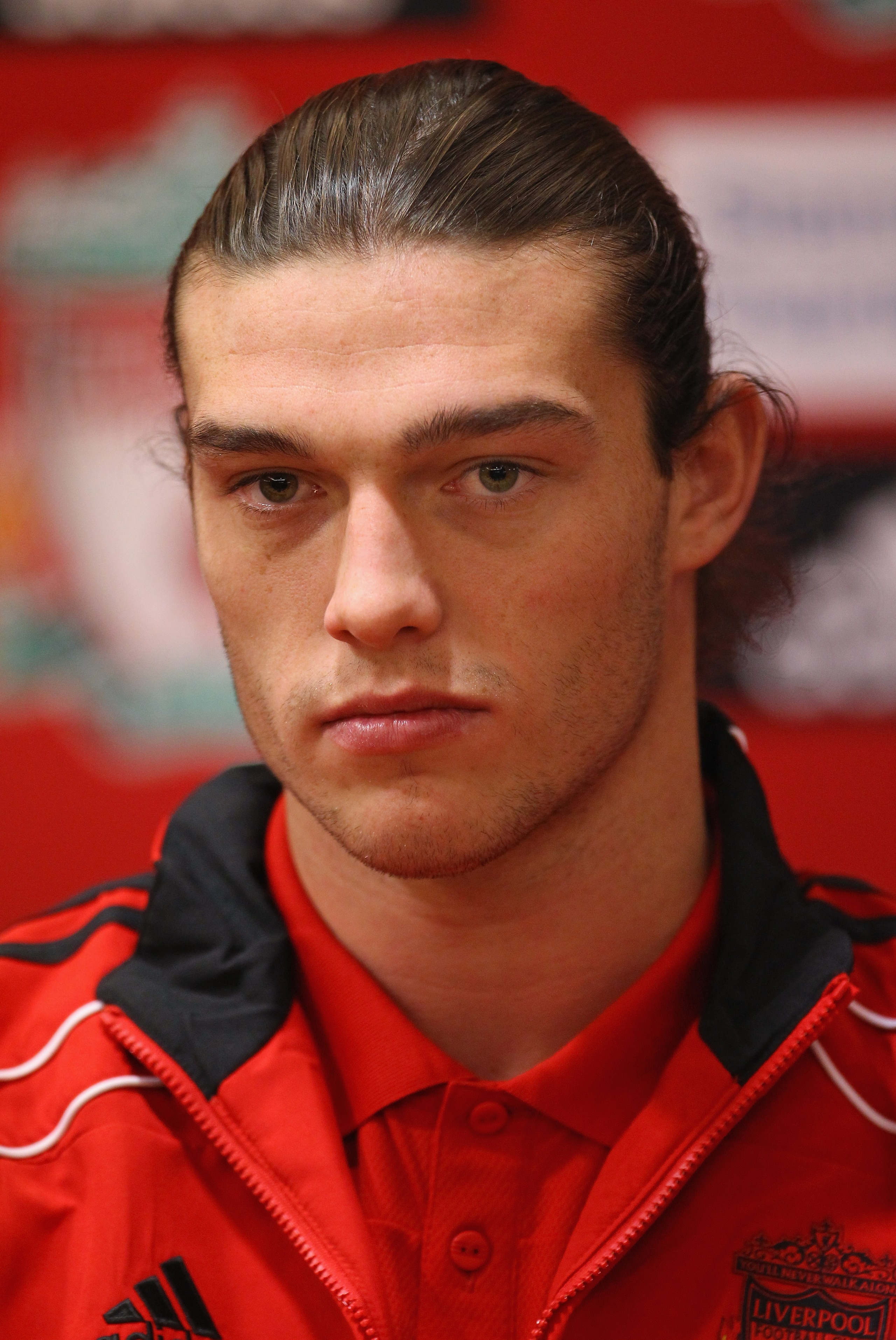 LIVERPOOL, ENGLAND - FEBRUARY 03:  New signing Andy Carroll of Liverpool faces the media during a press conference at Anfield on February 3, 2011 in Liverpool, England.  (Photo by Alex Livesey/Getty Images)