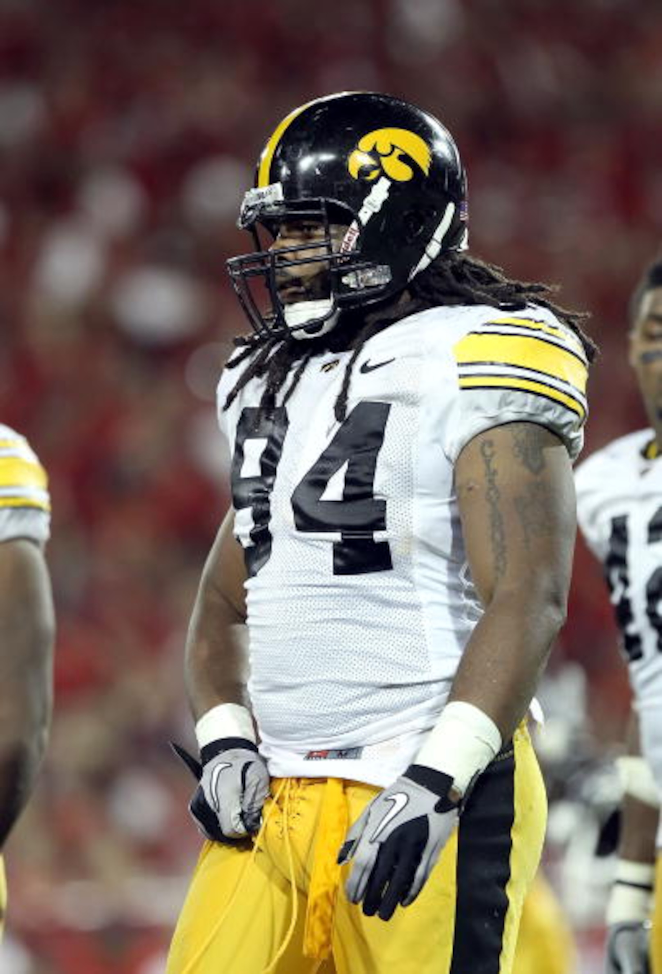 TUCSON, AZ - SEPTEMBER 18: Defensive end Adrian Clayborn #94 of the Iowa Hawkeyes in action during the college football game against the Arizona Wildcats at Arizona Stadium on September 18, 2010 in Tucson, Arizona. The Wildcats defeated the Hawkeyes 34-2 TUCSON, AZ - SEPTEMBER 18: Defensive end Adrian Clayborn #94 of the Iowa Hawkeyes in action during the college football game against the Arizona Wildcats at Arizona Stadium on September 18, 2010 in Tucson, Arizona. The Wildcats defeated the Hawkeyes 34-2