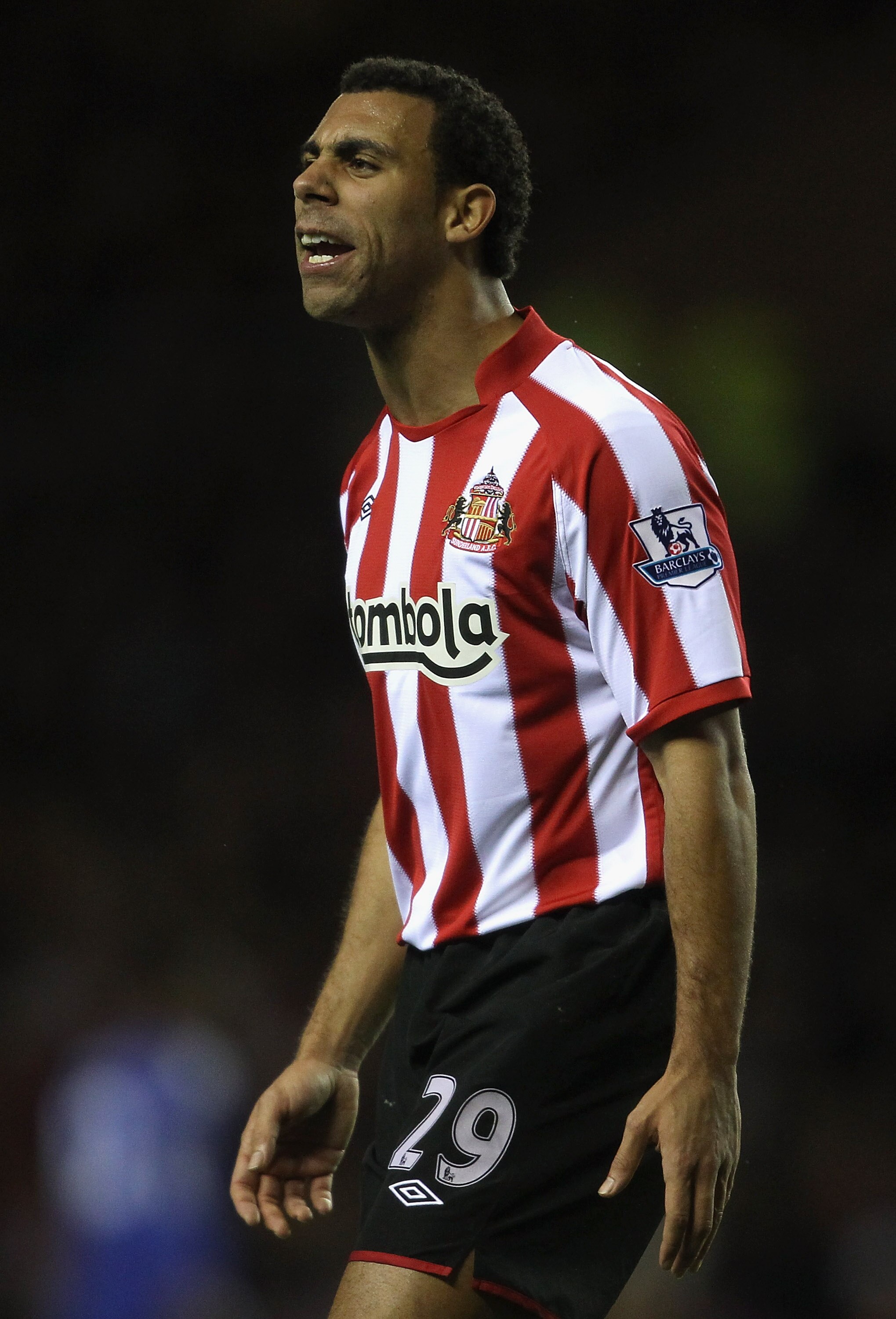 SUNDERLAND, ENGLAND - FEBRUARY 01:  Anton Ferdinand of Sunderland reacts during the Barclays Premier League match between Sunderland and Chelsea at the Stadium of Light on February 1, 2011 in Sunderland, England.  (Photo by Scott Heavey/Getty Images)
