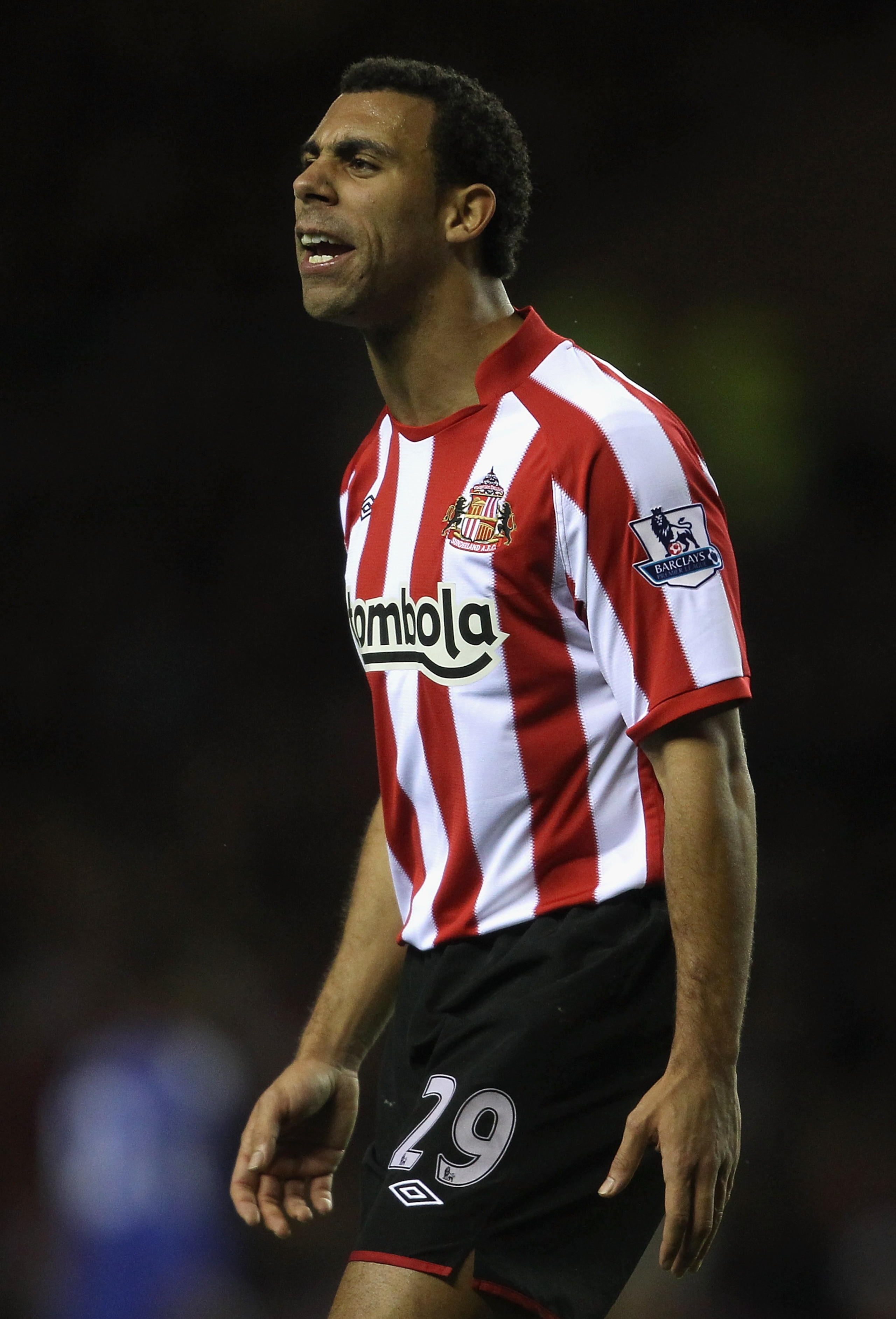 SUNDERLAND, ENGLAND - FEBRUARY 01:  Anton Ferdinand of Sunderland reacts during the Barclays Premier League match between Sunderland and Chelsea at the Stadium of Light on February 1, 2011 in Sunderland, England.  (Photo by Scott Heavey/Getty Images)