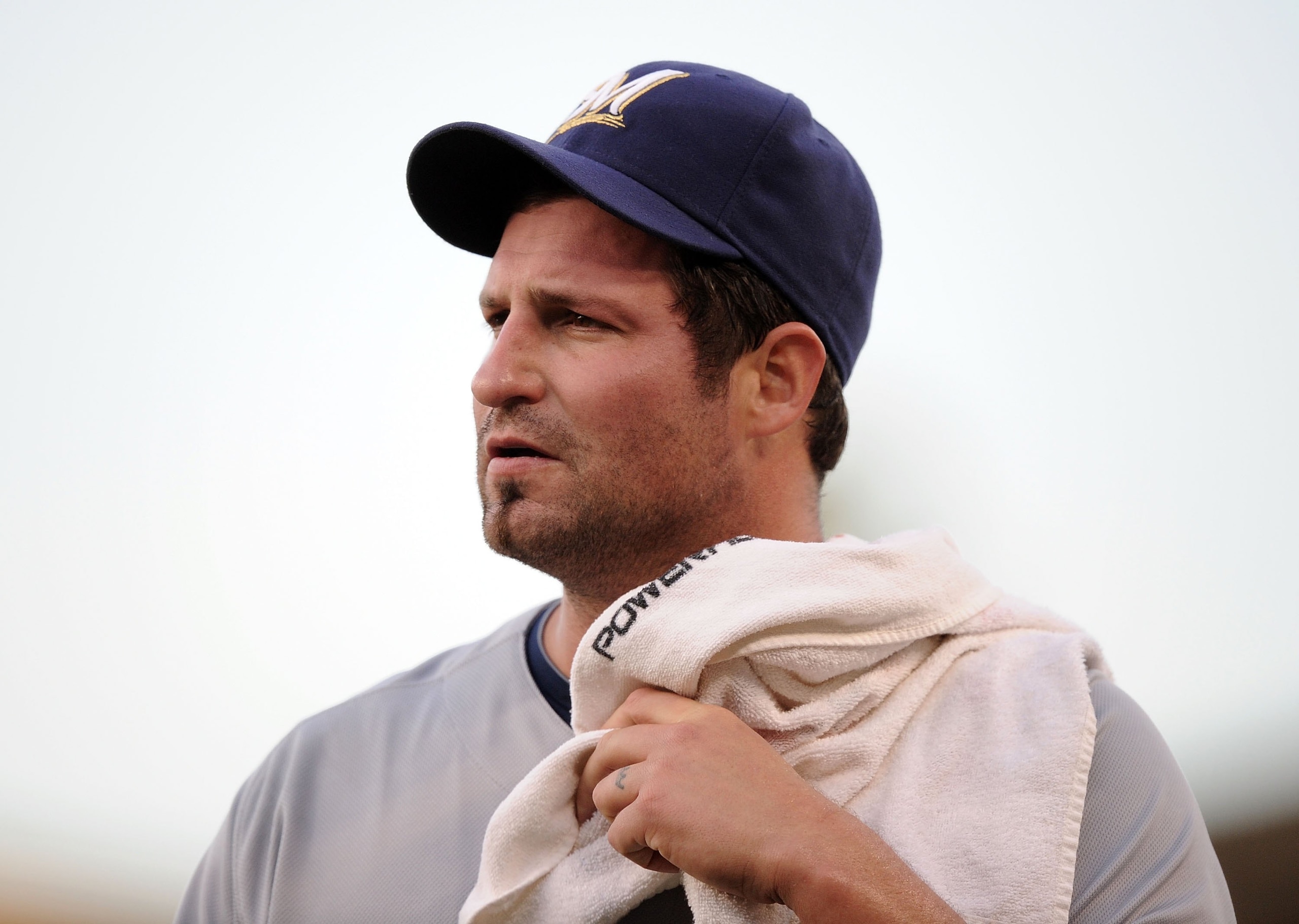LOS ANGELES, CA - MAY 05:  Doug Davis #25 of the Milwaukee Brewers enter the game after his warm up against the Los Angeles Dodgers at Dodger Stadium on May 5, 2010 in Los Angeles, California.  (Photo by Harry How/Getty Images)