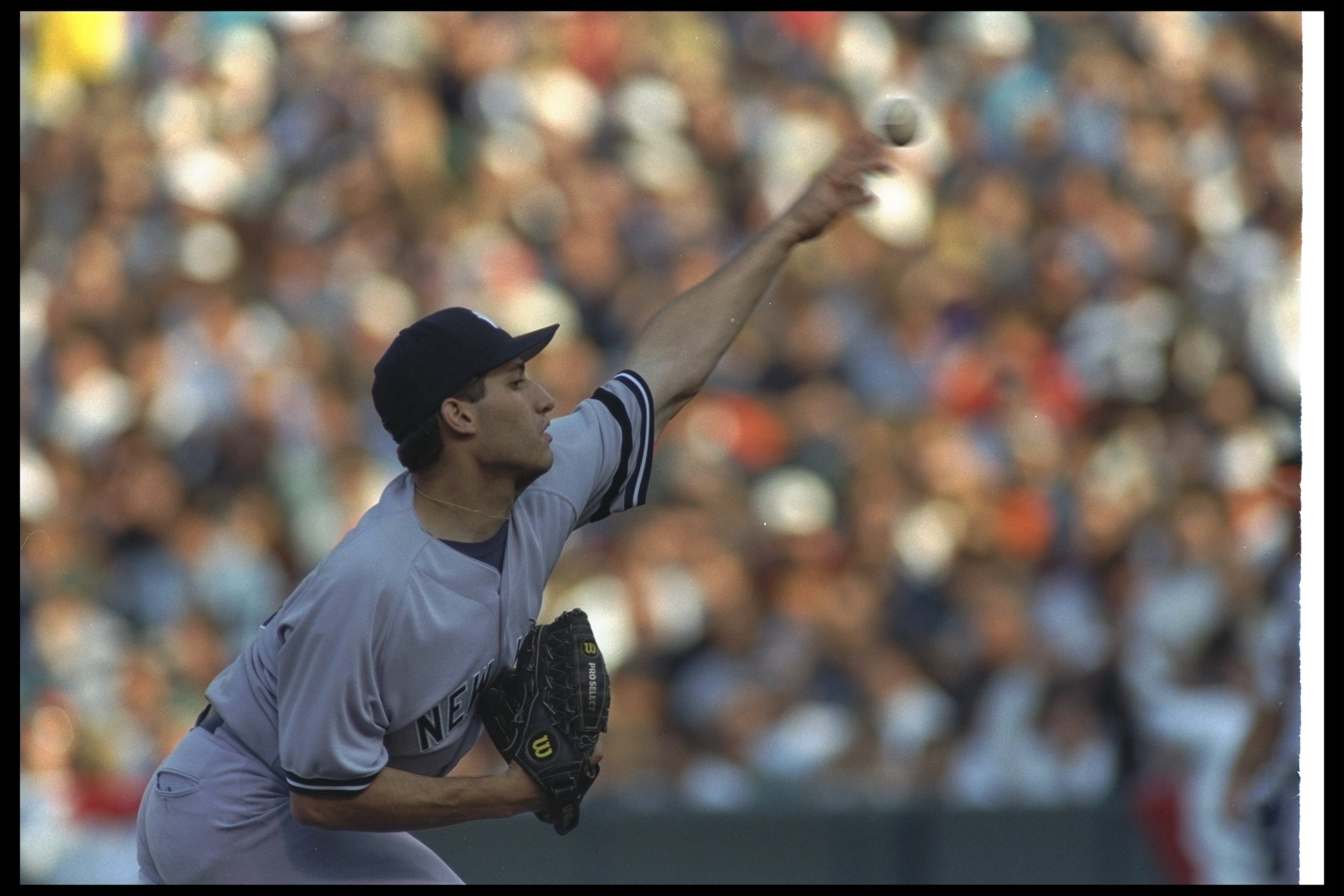 13 Oct 1996:  Pitcher Andy Pettitte of the New York Yankees throws the ball during a championship game against the Baltimore Orioles at Camden Yards in Baltimore, Maryland.  The Yankees won the game, 6-4. Mandatory Credit: Doug Pensinger  /Allsport