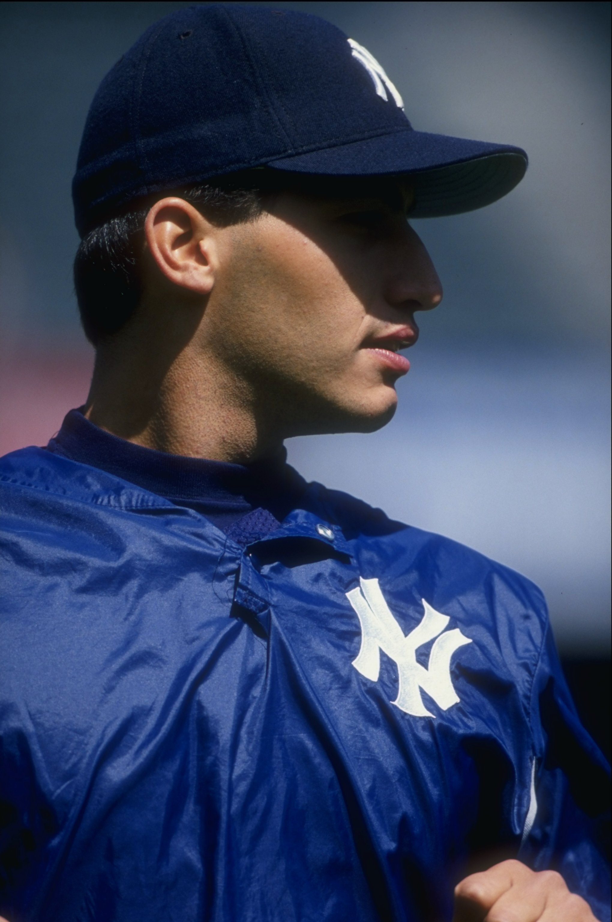 5 Apr 1997: Andy Pettitte #46 of the New York Yankees looks on during a game against the Oakland Athletics at the Oakland Coliseum in Oakland, California. The Athletics defeated the Yankees 3-0.