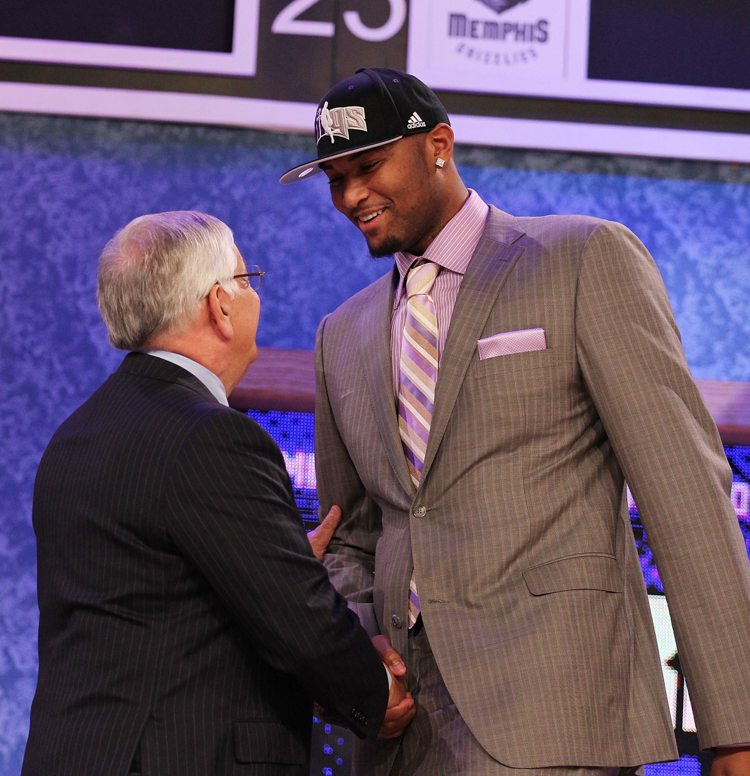 NEW YORK - JUNE 24:  DeMarcus Cousins stands with NBA Commisioner David Stern after being drafted fifth by  The Sacramento Kings at Madison Square Garden on June 24, 2010 in New York, New York.  (Photo by Al Bello/Getty Images)