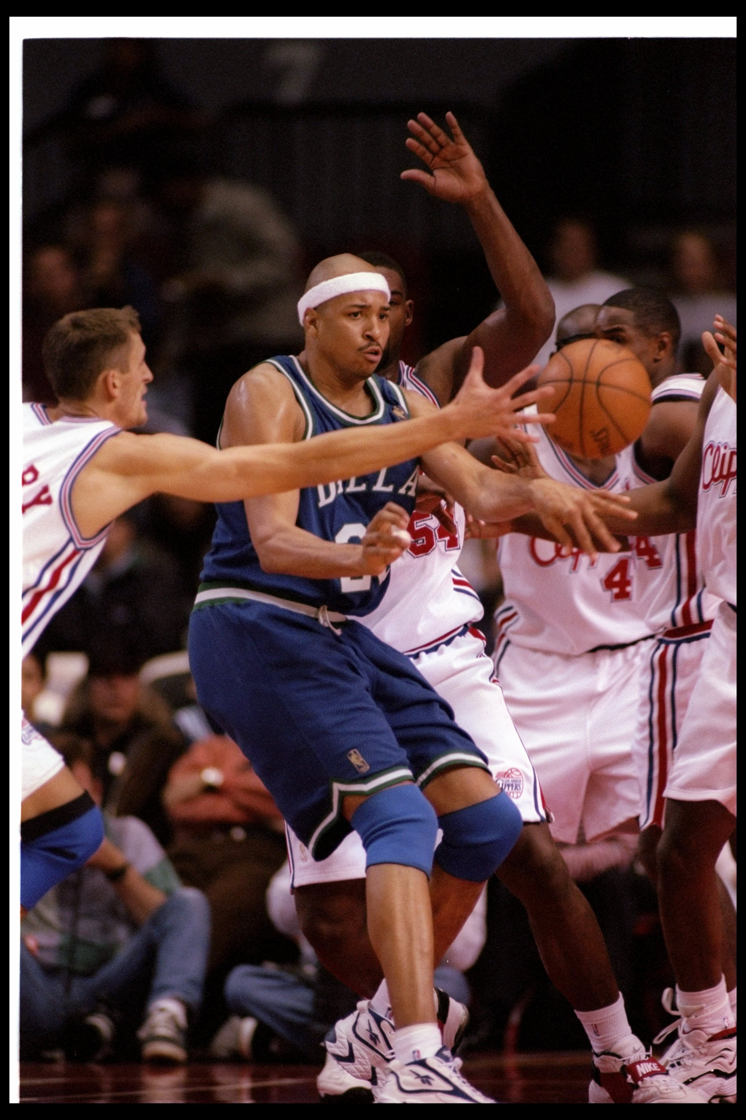 10 Dec 1996:  Forward Chris Gatling of the Dallas Mavericks moves the ball during a game against the Los Angeles Clippers at the Sports Arena in Los Angeles, California.  The Mavericks won the game, 100-95. Mandatory Credit: Brian Bahr  /Allsport
