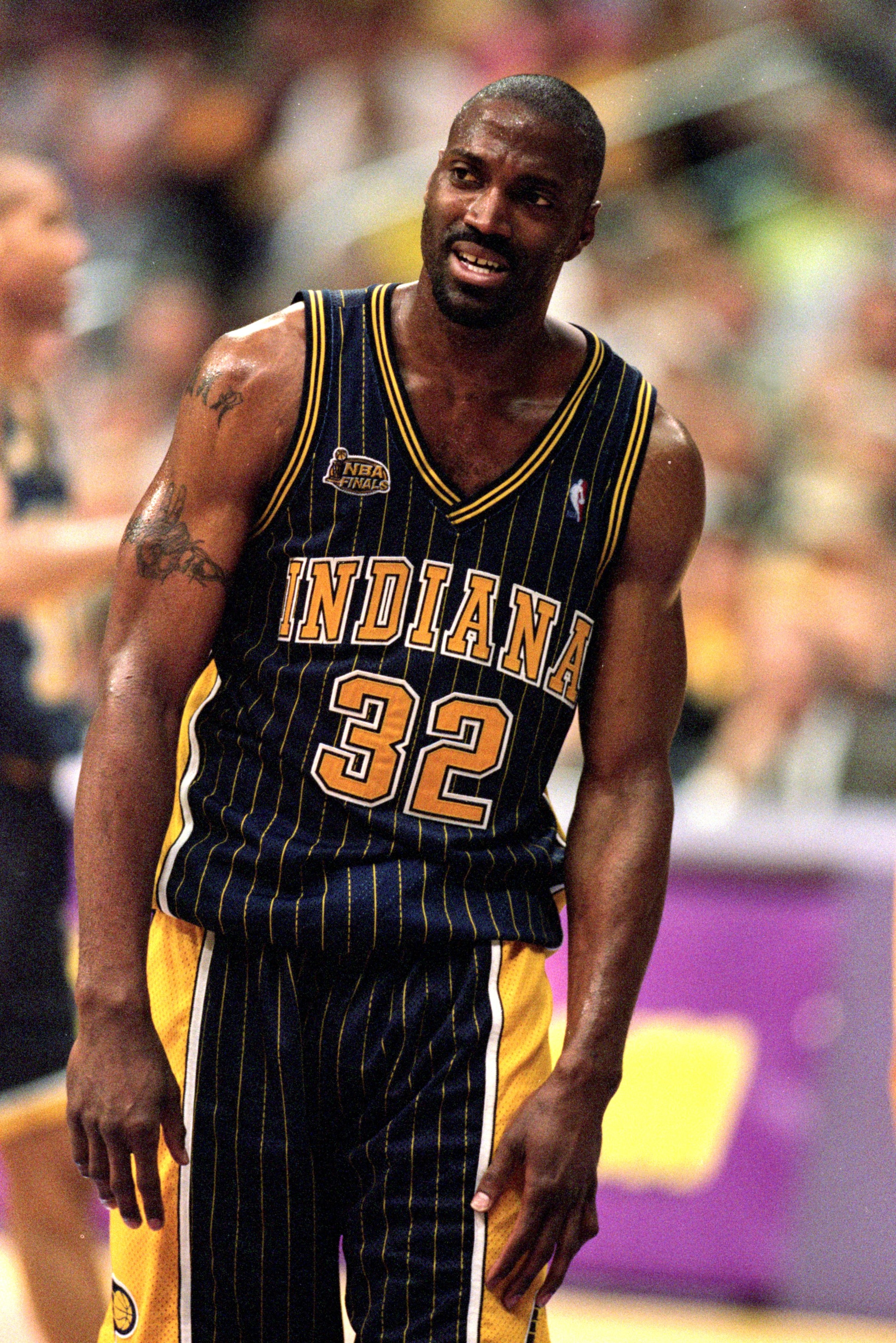 19 Jun 2000: Dale Davis #32 of the Indiana Pacers walks on the court  during the NBA Finals Game 6 against the Los Angeles Lakers at the Staples Center in Los Angeles, California.  The Lakers defeated the Pacers in 116-111.    NOTE TO USER: It is expressl