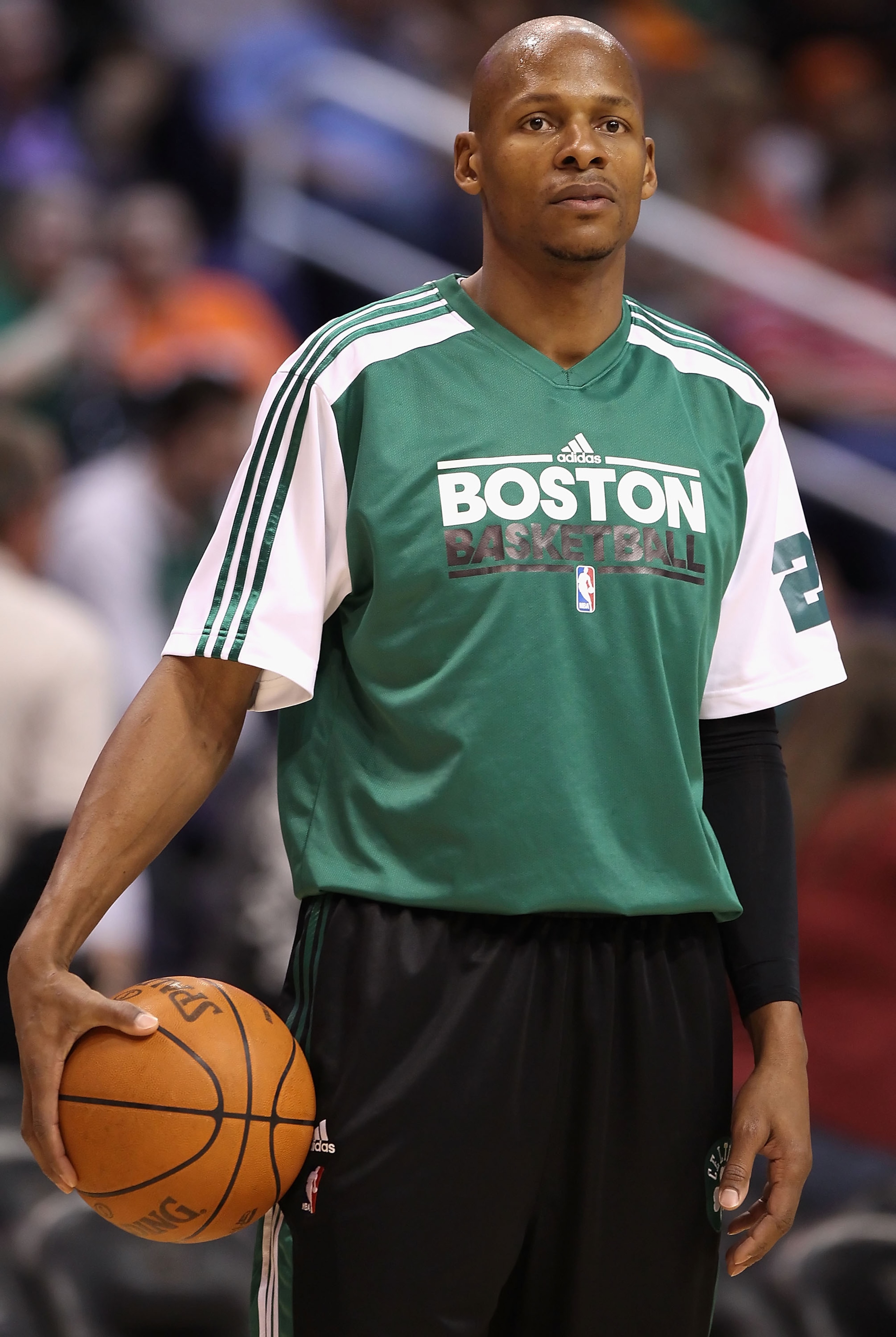PHOENIX, AZ - JANUARY 28:  Ray Allen #20 of the Boston Celtics warm up before the NBA game against the Phoenix Suns at US Airways Center on January 28, 2011 in Phoenix, Arizona. The Suns defeated the Celtics 88-71. NOTE TO USER: User expressly acknowledge
