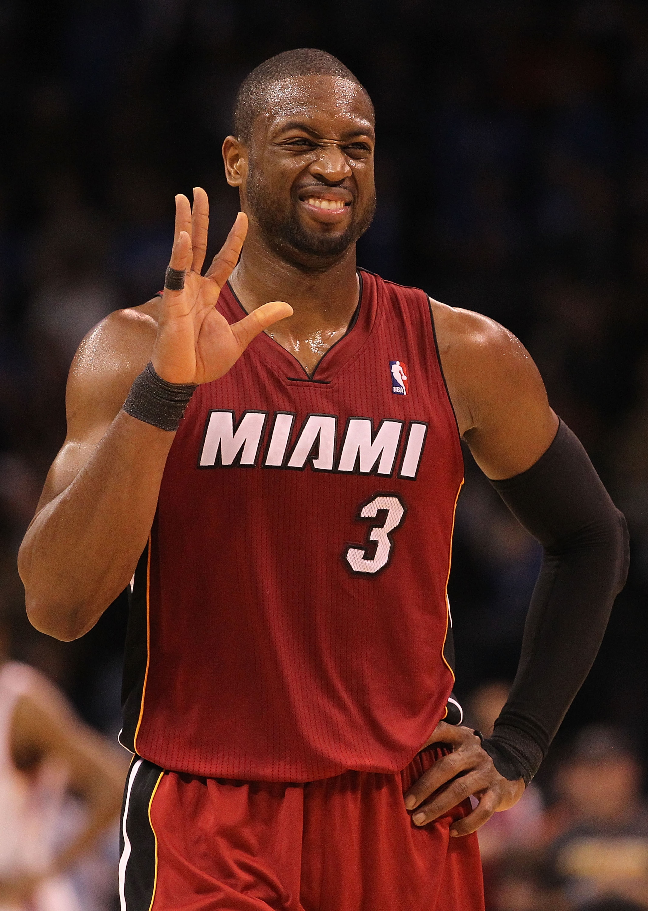 OKLAHOMA CITY, OK - JANUARY 30:  Guard Dwyane Wade #3 of the Miami Heat during play against the Oklahoma City Thunder at Ford Center on January 30, 2011 in Oklahoma City, Oklahoma.  NOTE TO USER: User expressly acknowledges and agrees that, by downloading