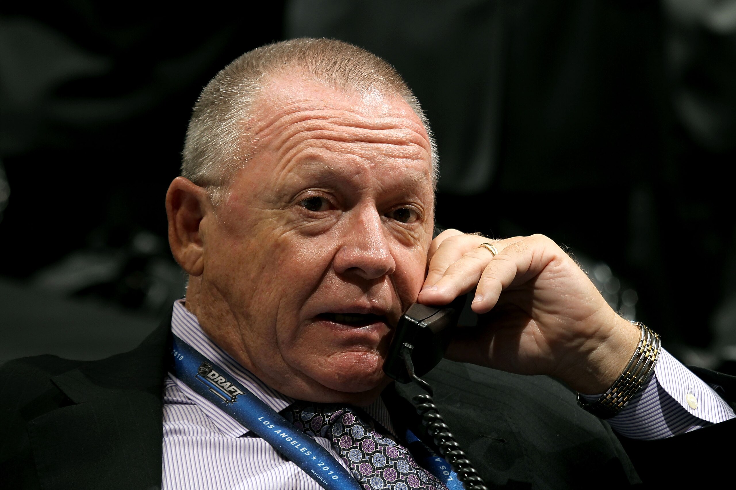 LOS ANGELES, CA - JUNE 25: Carolina Hurricanes President and General Manager Jim Rutherford speaks on the phone during the 2010 NHL Entry Draft at Staples Center on June 25, 2010 in Los Angeles, California. (Photo by Bruce Bennett/Getty Images) LOS ANGELES, CA - JUNE 25: Carolina Hurricanes President and General Manager Jim Rutherford speaks on the phone during the 2010 NHL Entry Draft at Staples Center on June 25, 2010 in Los Angeles, California. (Photo by Bruce Bennett/Getty Images)