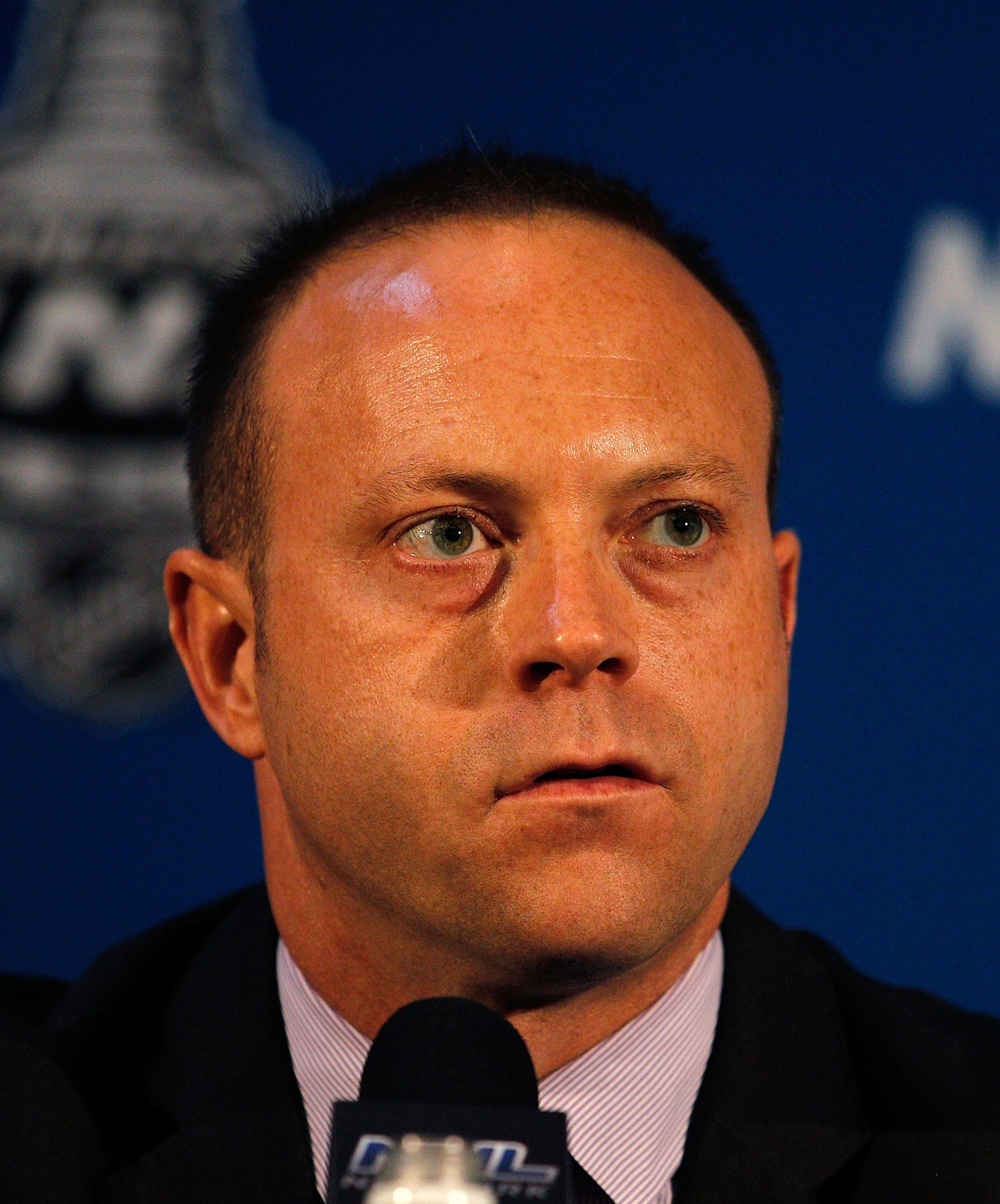 CHICAGO - MAY 27: General Manager Stan Bowman of the Chicago Blackhawks answers questions during Stanley Cup media day at the United Center on May 27, 2010 in Chicago, Illinois. (Photo by Jonathan Daniel/Getty Images) CHICAGO - MAY 27: General Manager Stan Bowman of the Chicago Blackhawks answers questions during Stanley Cup media day at the United Center on May 27, 2010 in Chicago, Illinois. (Photo by Jonathan Daniel/Getty Images)