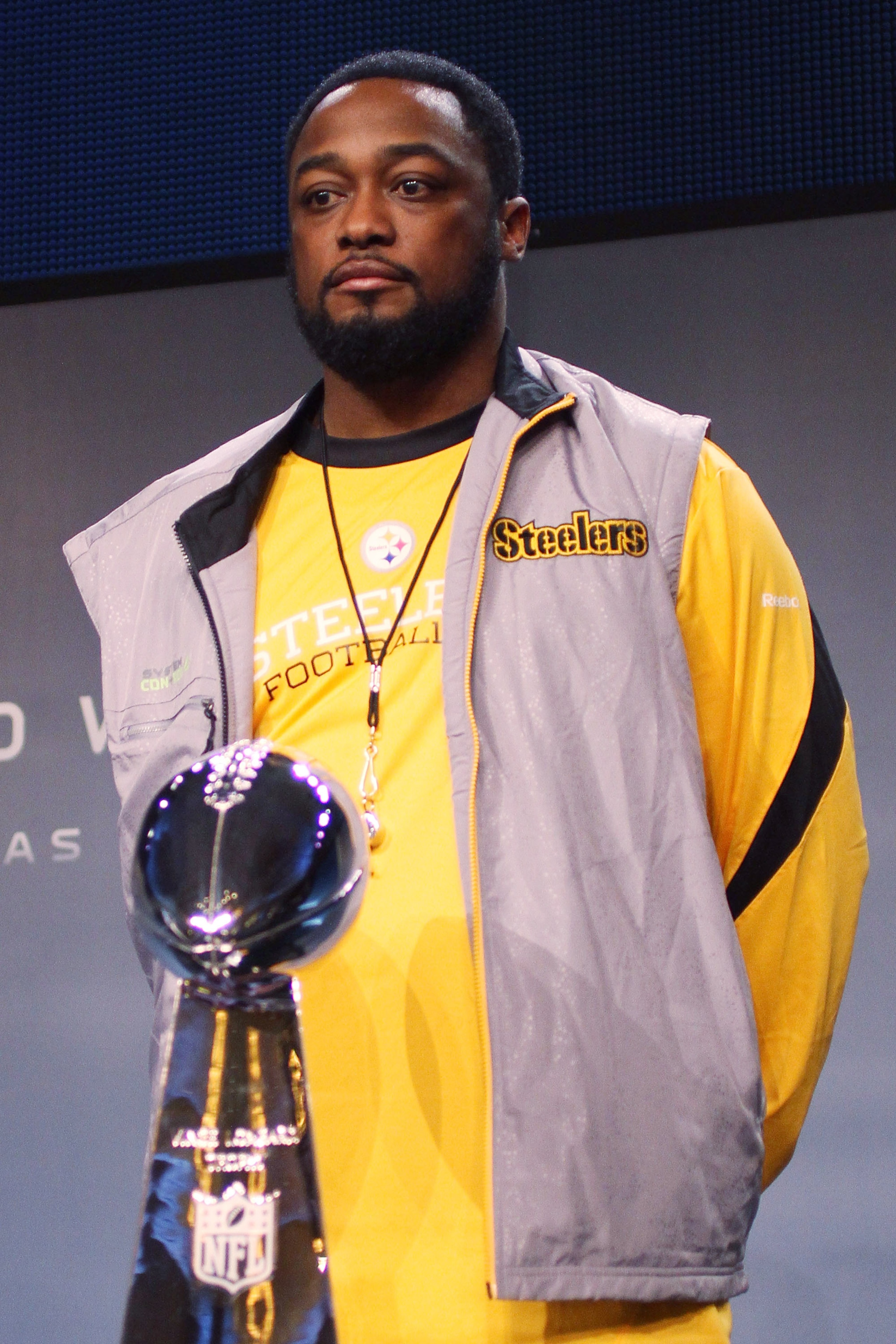 DALLAS, TX - FEBRUARY 04:  Head coach Mike Tomlin of the Pittsburgh Steelers poses for photos during a press conference at the Super Bowl XLV media center on February 4, 2011 in Dallas, Texas. The Green Bay Packers will play the Pittsburgh Steelers in Sup
