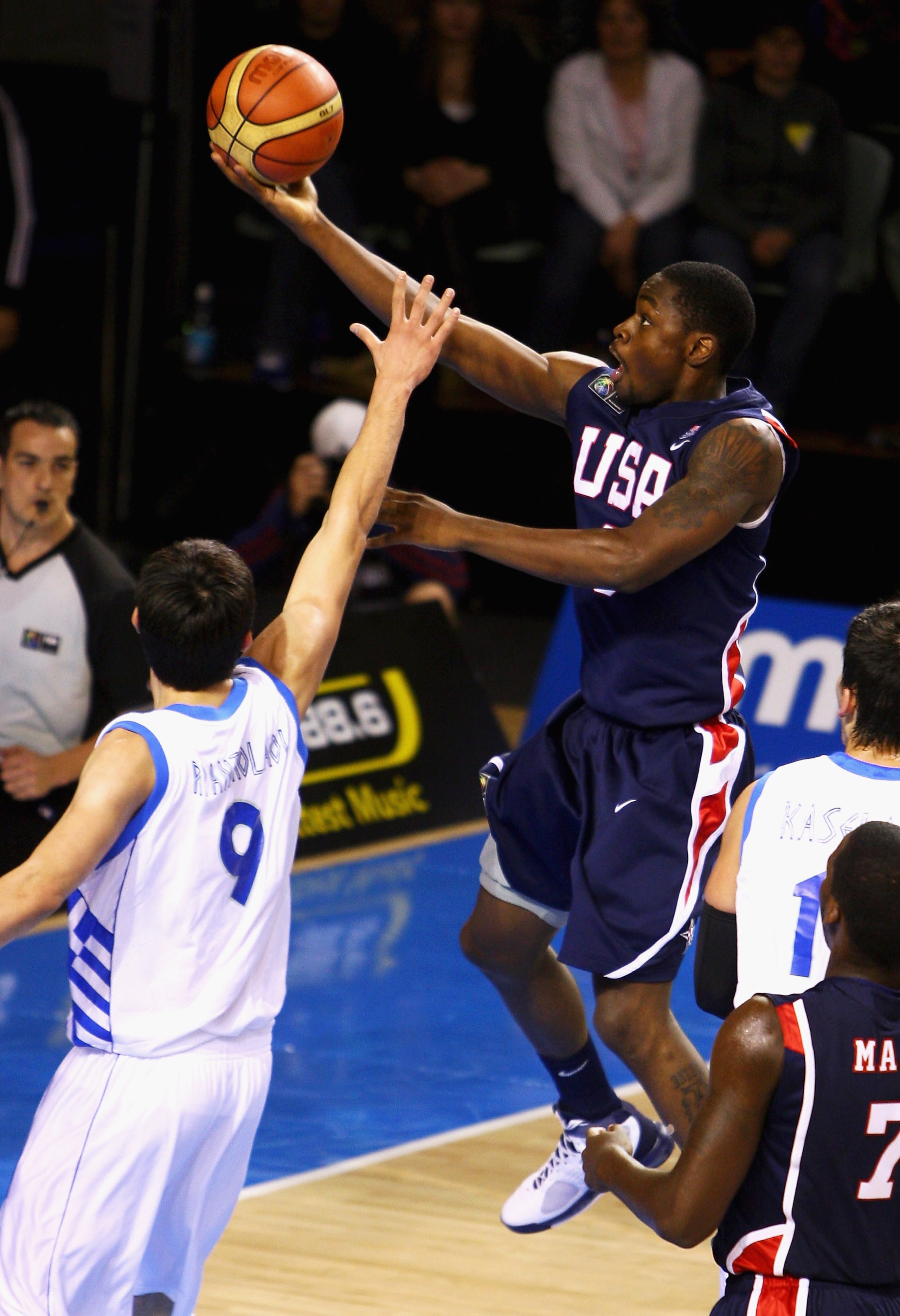 AUCKLAND, NEW ZEALAND - JULY 12:  Terrico White of USA lays the ball up during the U19 Basketball World Championships Final match between Greece and the United States of America at North Shore Events Centre on July 12, 2009 in Auckland, New Zealand.  (Pho