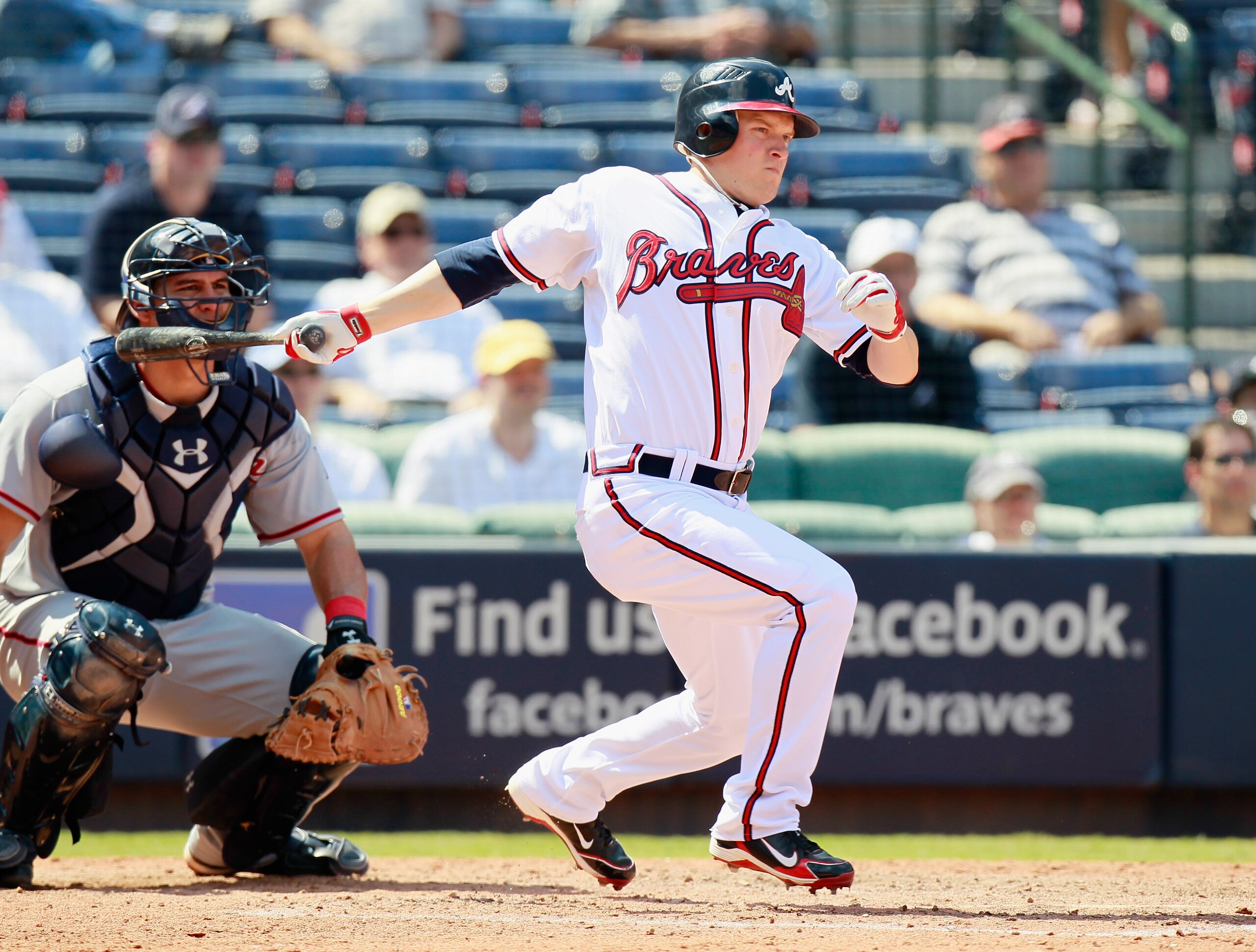 ATLANTA - SEPTEMBER 15:  Nate McLouth #24 of the Atlanta Braves against the Washington Nationals at Turner Field on September 15, 2010 in Atlanta, Georgia.  (Photo by Kevin C. Cox/Getty Images)