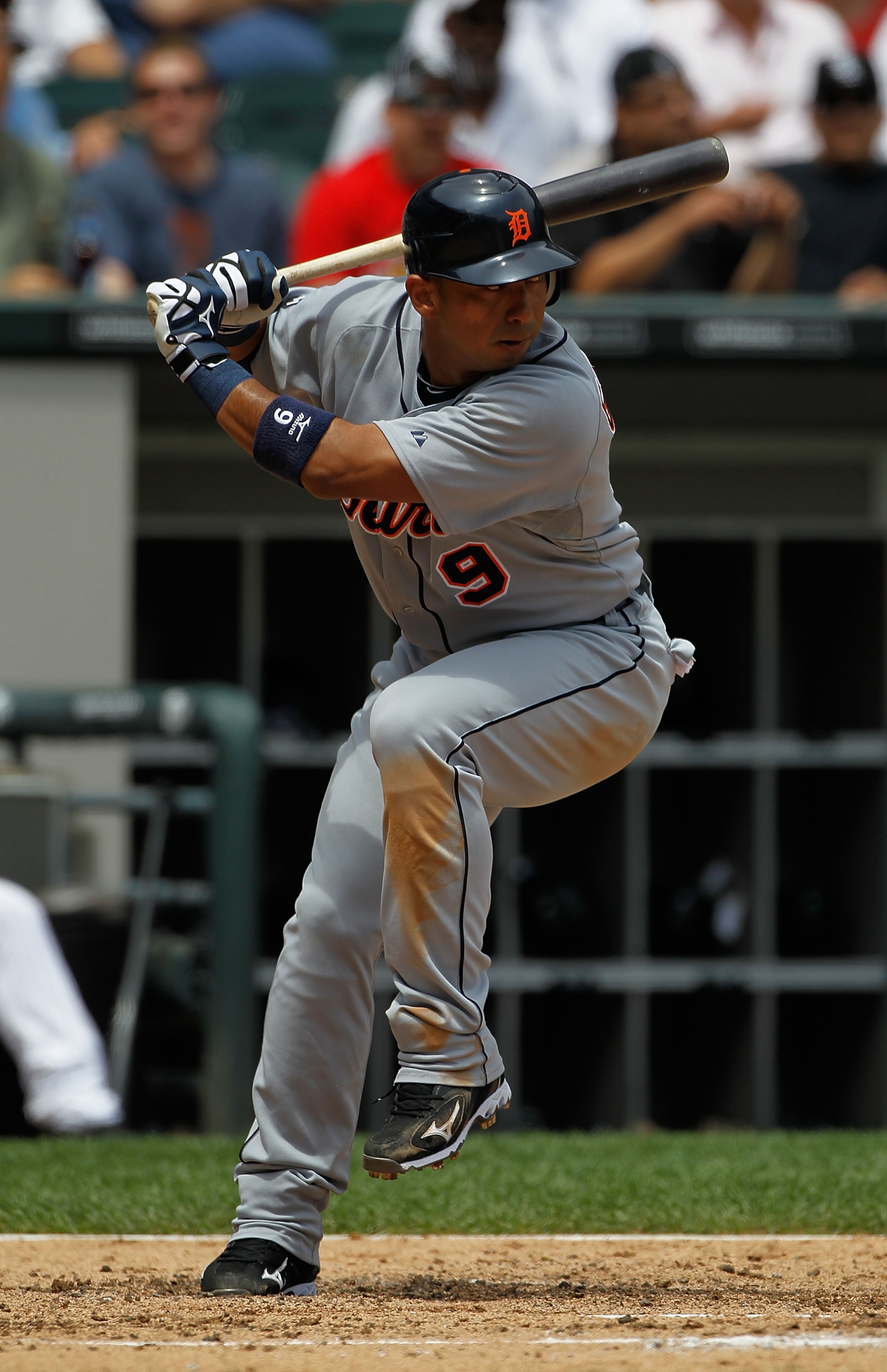 CHICAGO - JUNE 10: Carlos Guillen #9 of the Detriot Tigers prepares to hit against the Chicago White Sox at U.S. Cellular Field on June 10, 2010 in Chicago, Illinois. The White Sox defeated the Tigers 3-0.  (Photo by Jonathan Daniel/Getty Images)
