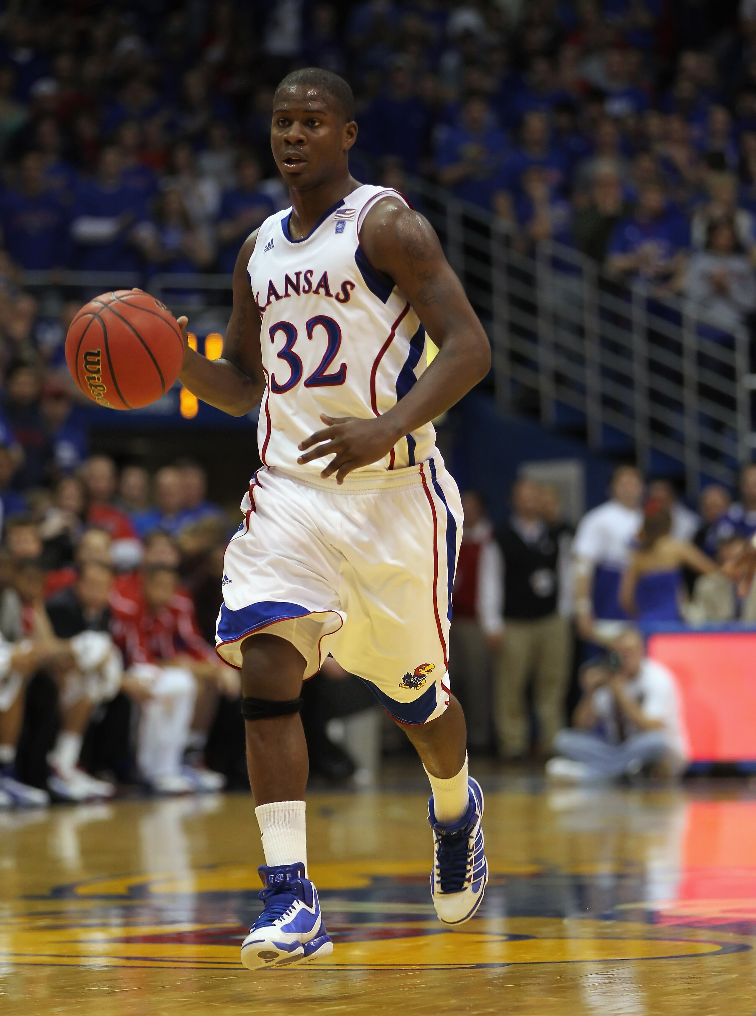 LAWRENCE, KS - DECEMBER 29: Josh Selby #32 of the Kansas Jayhawks in action during the game against the University of Texas Arlington Mavericks on December 29, 2010 at Allen Fieldhouse in Lawrence, Kansas. (Photo by Jamie Squire/Getty Images) LAWRENCE, KS - DECEMBER 29: Josh Selby #32 of the Kansas Jayhawks in action during the game against the University of Texas Arlington Mavericks on December 29, 2010 at Allen Fieldhouse in Lawrence, Kansas. (Photo by Jamie Squire/Getty Images)