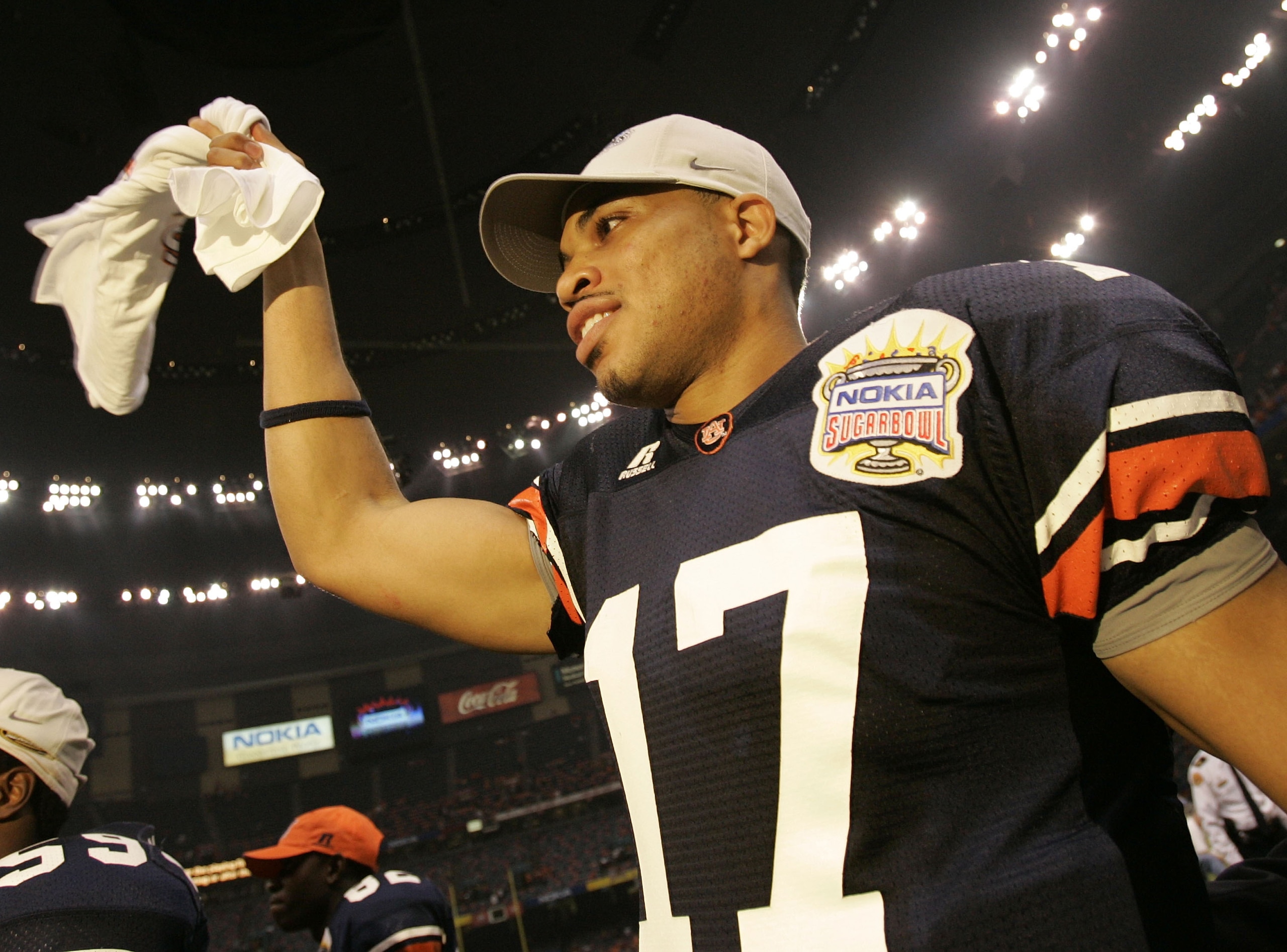 NEW ORLEANS - JANUARY 03: Quarterback Jason Campbell #17 of the Auburn Tigers celebrates after defeating the Virginia Tech Hokies by a score of 16-13 during the Nokia Sugar Bowl on January 3, 2005 at the Superdome in New Orleans, Louisiana. (Photo by Ch NEW ORLEANS - JANUARY 03: Quarterback Jason Campbell #17 of the Auburn Tigers celebrates after defeating the Virginia Tech Hokies by a score of 16-13 during the Nokia Sugar Bowl on January 3, 2005 at the Superdome in New Orleans, Louisiana. (Photo by Ch