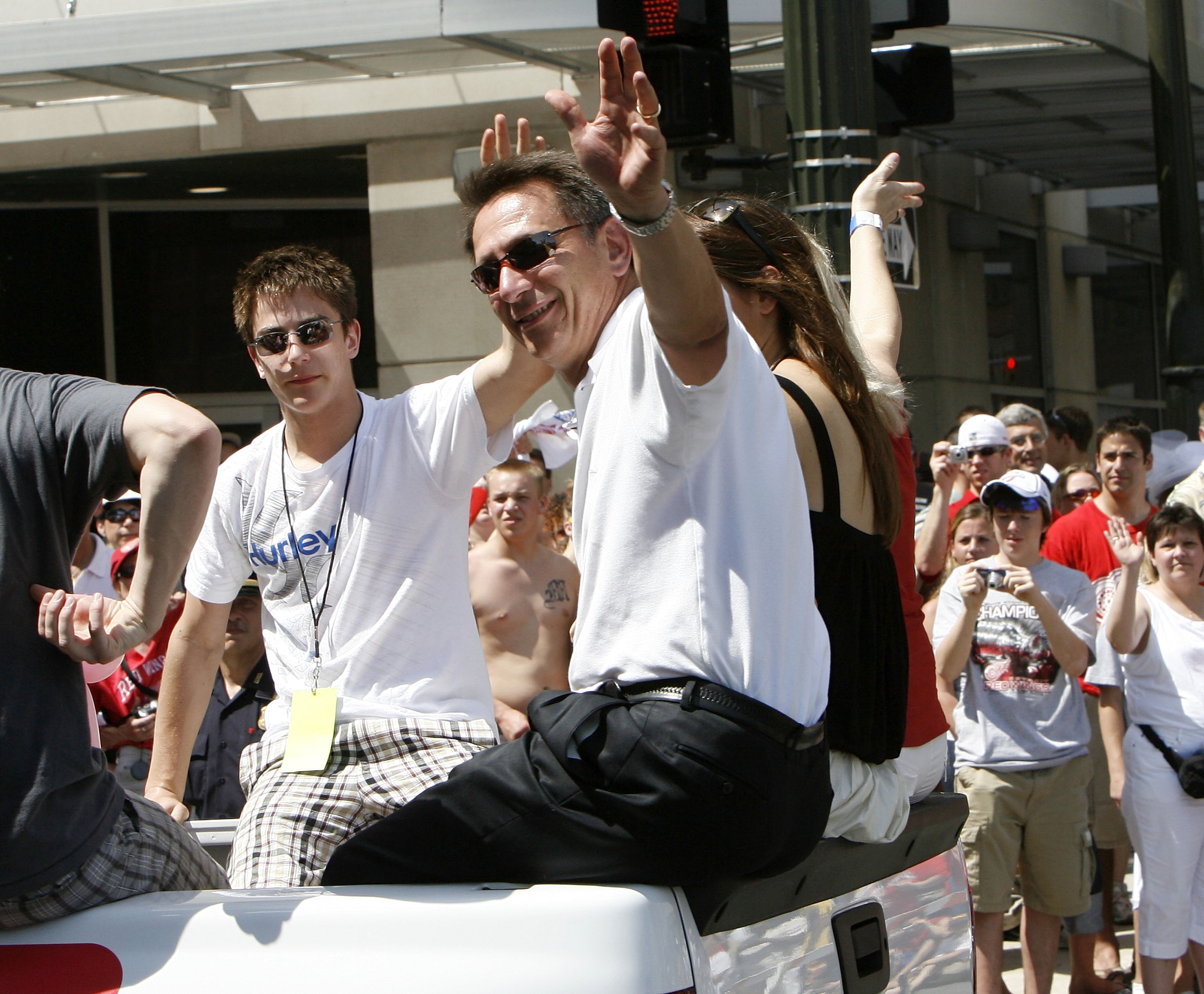 DETROIT - JUNE 06: Ken Holland general manager of the Detroit Red Wings reacts to fans during a parade to celebrate winning the 2008 Stanley Cup on June 6, 2008 in Detroit, Michigan. (Photo by Gregory Shamus/Getty Images) DETROIT - JUNE 06: Ken Holland general manager of the Detroit Red Wings reacts to fans during a parade to celebrate winning the 2008 Stanley Cup on June 6, 2008 in Detroit, Michigan. (Photo by Gregory Shamus/Getty Images)