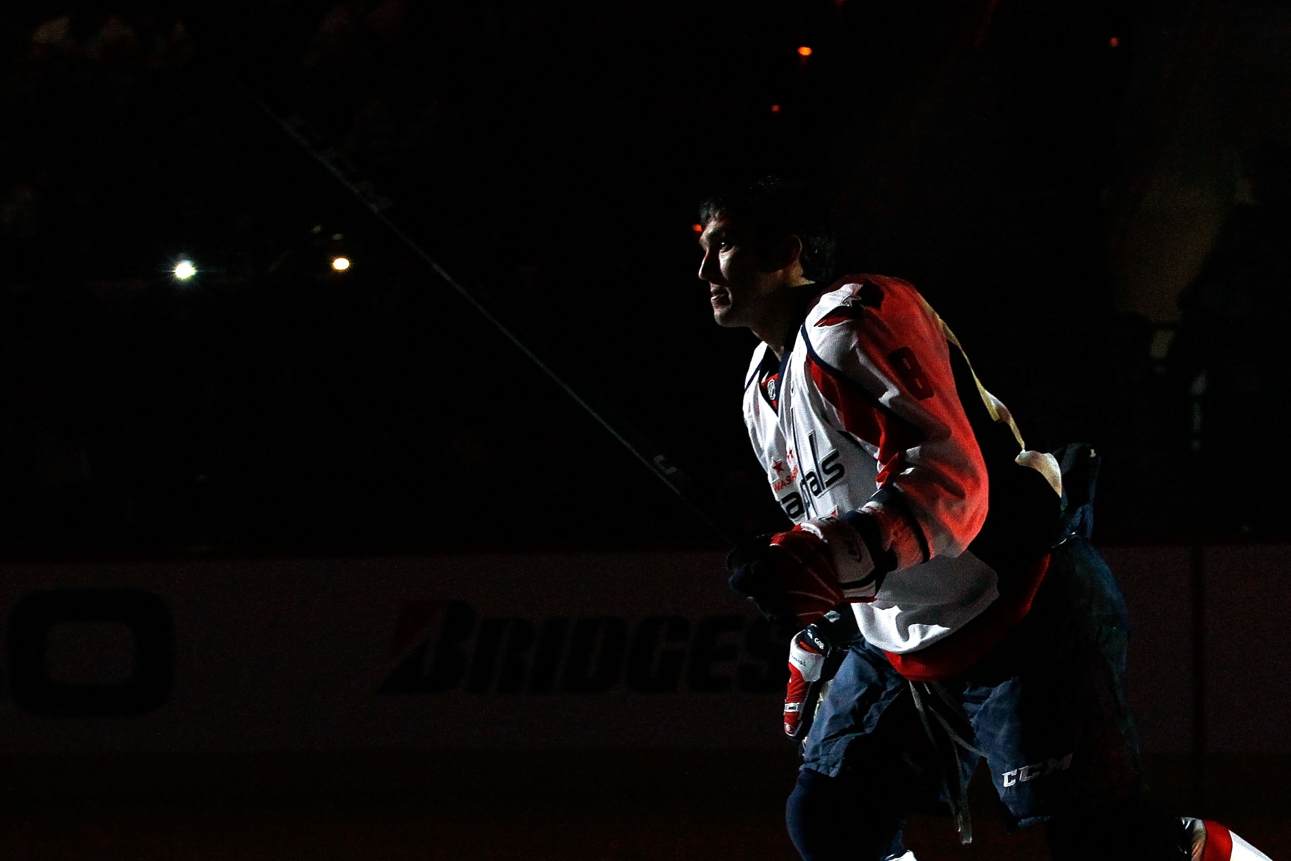 RALEIGH, NC - JANUARY 29:  Alexander Ovechkin #8 of the Washington Capitals is introduced during the Honda NHL SuperSkills competition part of 2011 NHL All-Star Weekend at the RBC Center on January 29, 2011 in Raleigh, North Carolina.  (Photo by Kevin C.