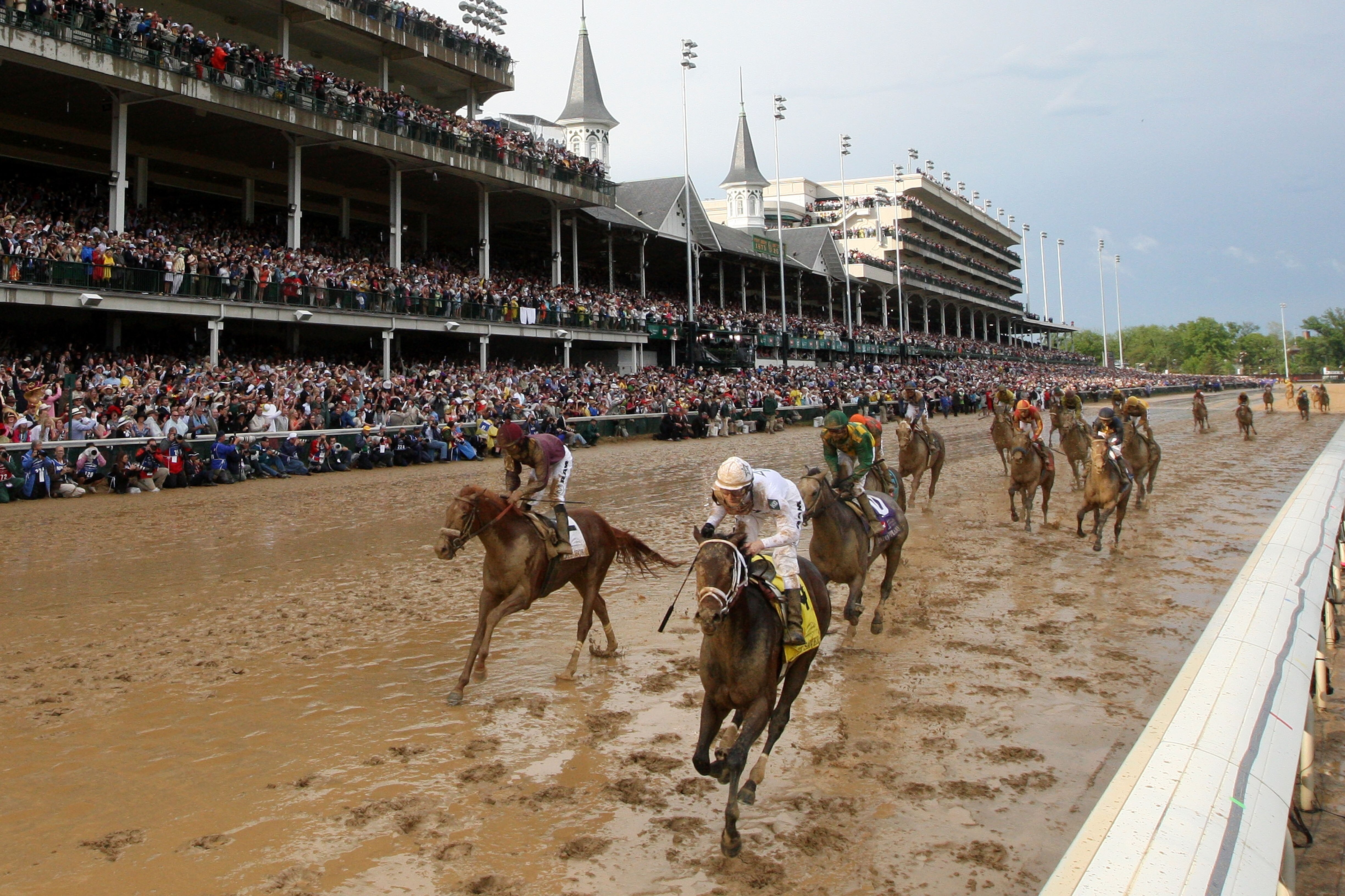 LOUISVILLE, KY - MAY 01:  Calvin Borel atop Super Saver crosses the finish line to win the 136th running of the Kentucky Derby on May 1, 2010 in Louisville, Kentucky.  (Photo by Jamie Squire/Getty Images)