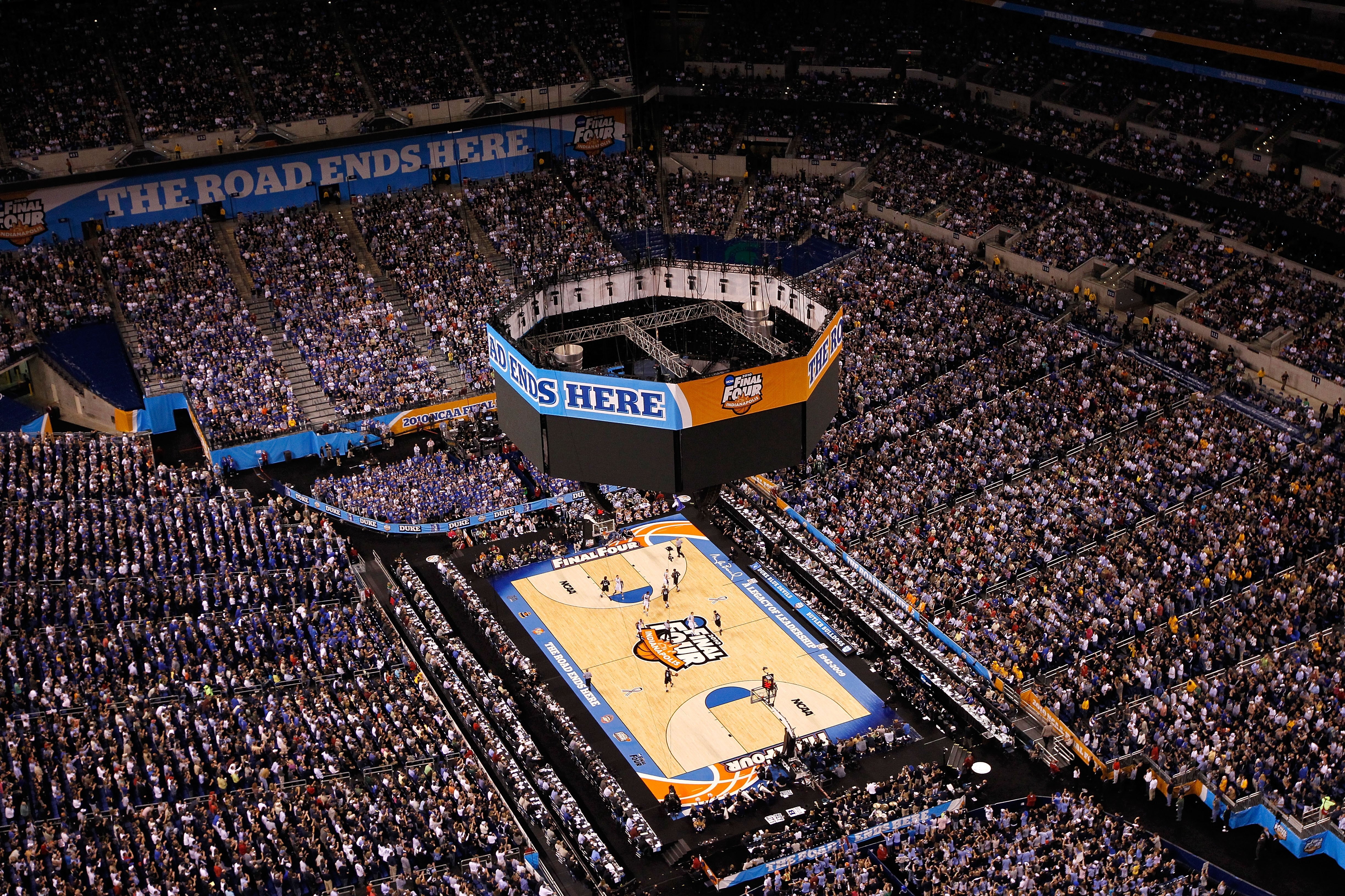 INDIANAPOLIS - APRIL 05:  A general view of the Butler Bulldogs playing against the Duke Blue Devils during the 2010 NCAA Division I Men's Basketball National Championship game at Lucas Oil Stadium on April 5, 2010 in Indianapolis, Indiana.  (Photo by Kev