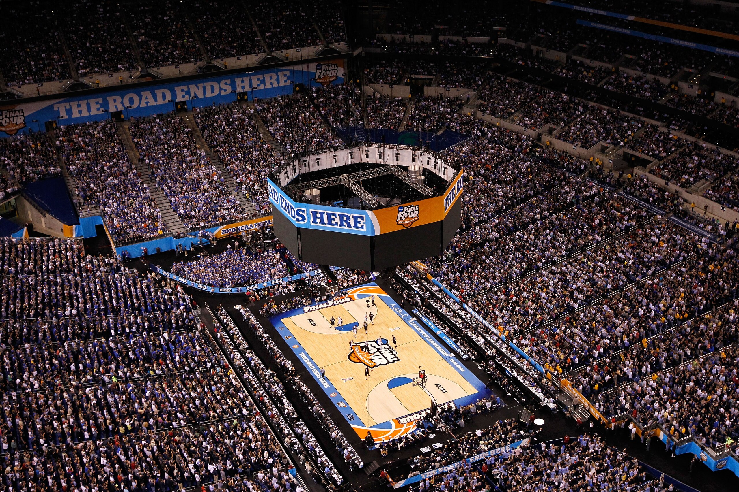INDIANAPOLIS - APRIL 05: A general view of the Butler Bulldogs playing against the Duke Blue Devils during the 2010 NCAA Division I Men's Basketball National Championship game at Lucas Oil Stadium on April 5, 2010 in Indianapolis, Indiana. (Photo by Kev INDIANAPOLIS - APRIL 05: A general view of the Butler Bulldogs playing against the Duke Blue Devils during the 2010 NCAA Division I Men's Basketball National Championship game at Lucas Oil Stadium on April 5, 2010 in Indianapolis, Indiana. (Photo by Kev