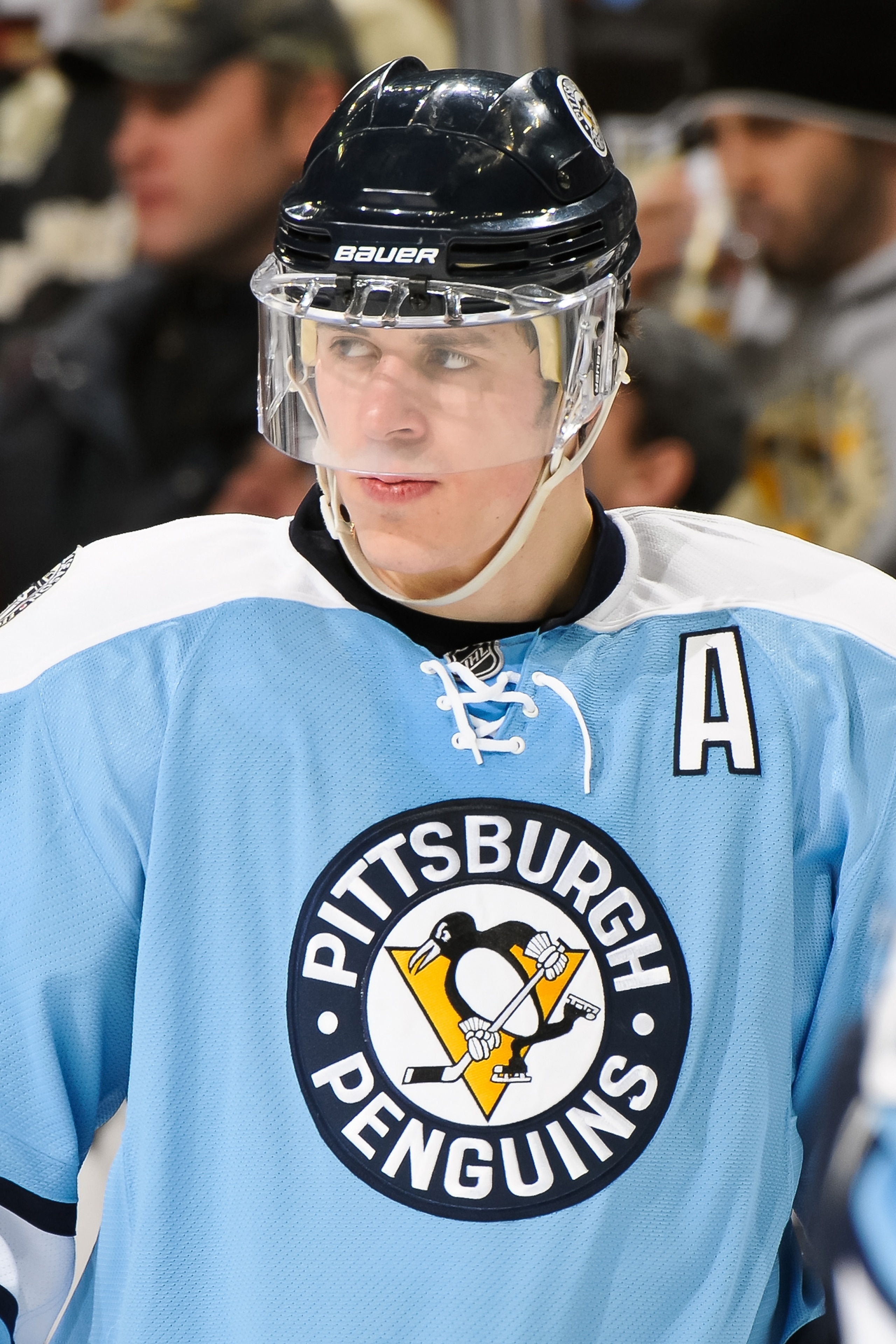 PITTSBURGH, PA - JANUARY 08:  Evgeni Malkin #71 of the Pittsburgh Penguins takes a breather during a game against the Minnesota Wild on January 8, 2011 at CONSOL Energy Center in Pittsburgh, Pennsylvania.  (Photo by Jamie Sabau/Getty Images)