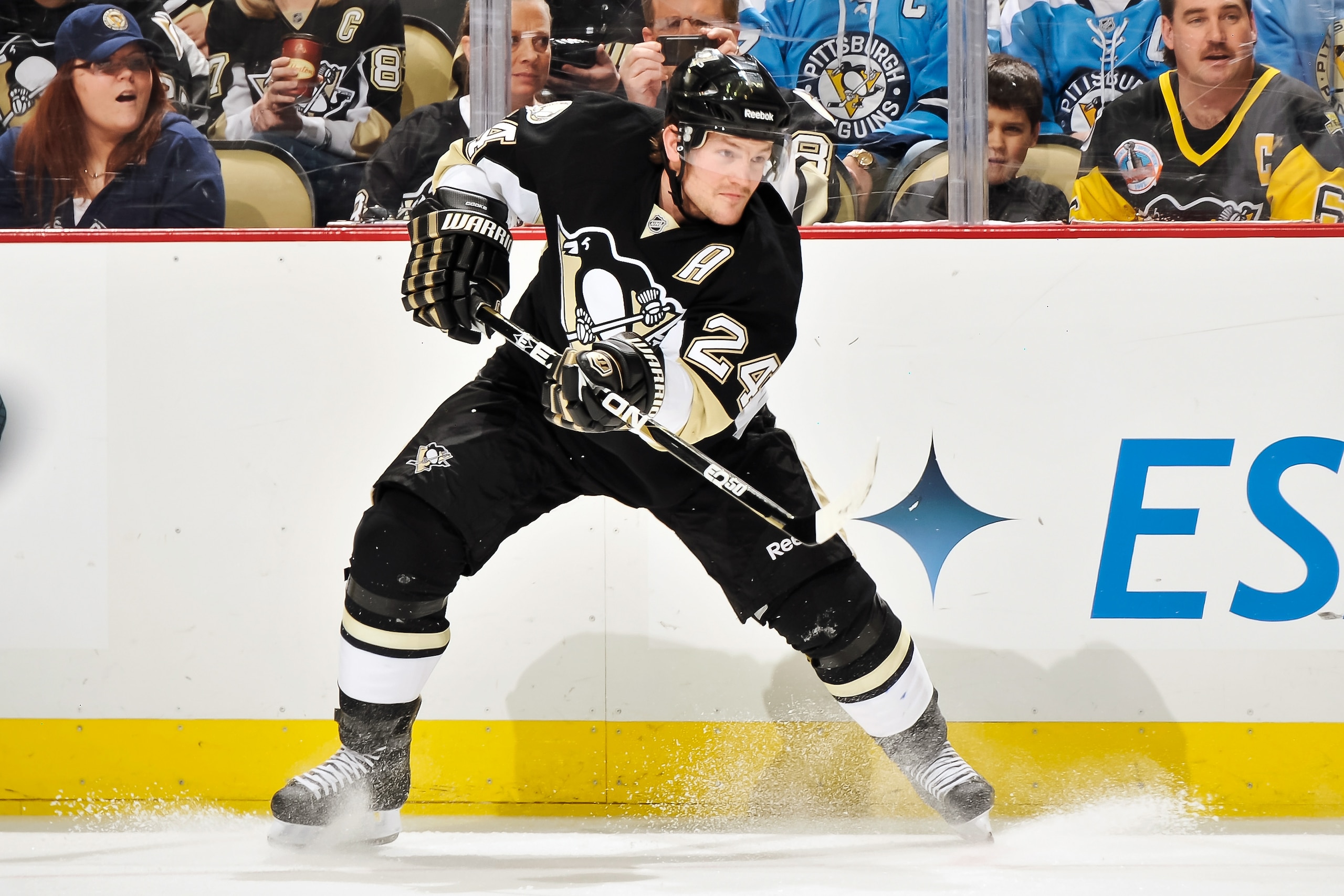 PITTSBURGH, PA - MARCH 13:  Matt Cooke #24 of the Pittsburgh Penguins skates against the Edmonton Oilers on March 13, 2011 at CONSOL Energy Center in Pittsburgh, Pennsylvania.  (Photo by Jamie Sabau/Getty Images)