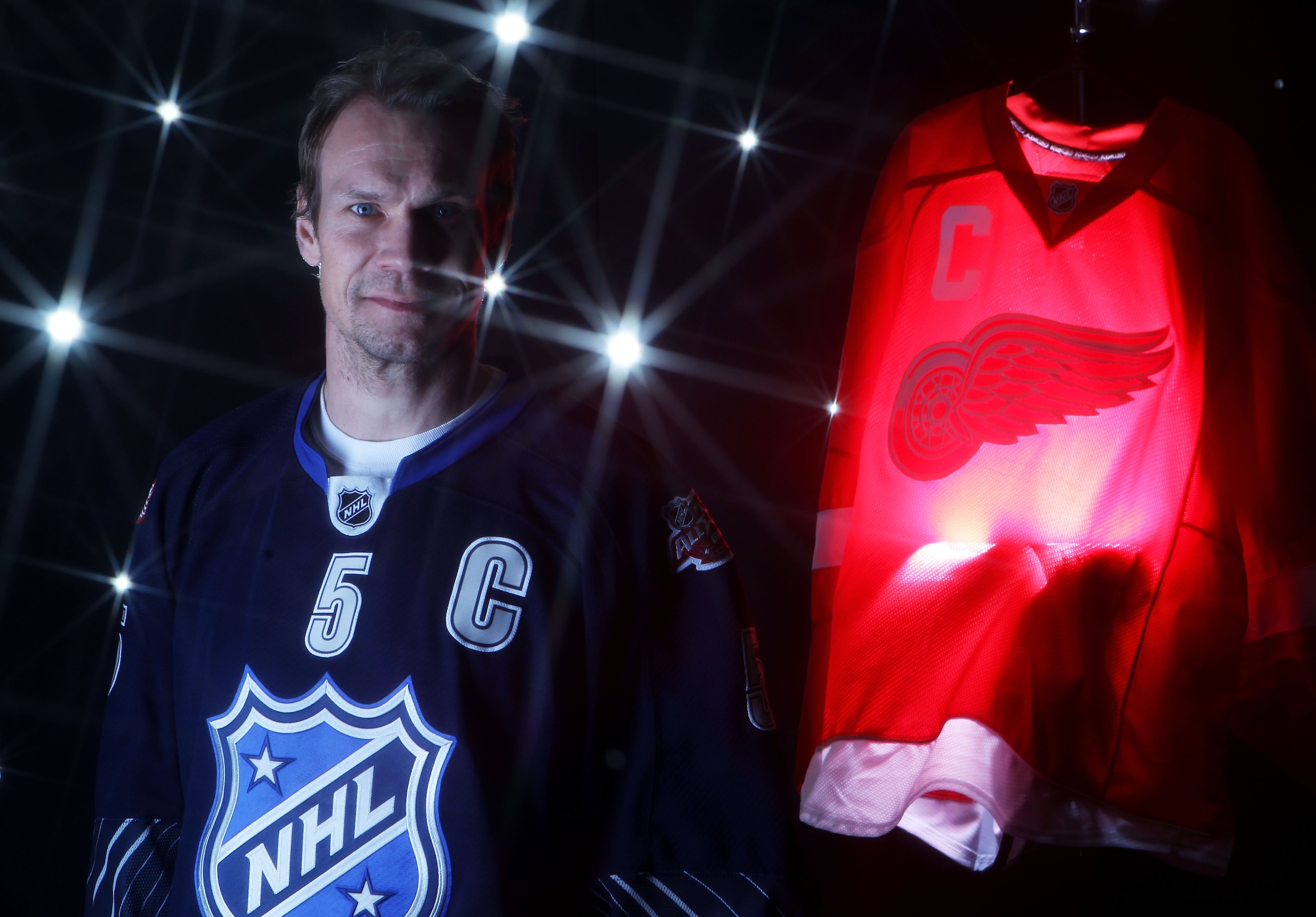 RALEIGH, NC - JANUARY 30:  (EDITORS NOTE: A special effects camera filter was used for this image.) Nicklas Lidstrom #5 of the Detroit Red Wings poses for a portrait before the 58th NHL All-Star Game at RBC Center on January 30, 2011 in Raleigh, North Car