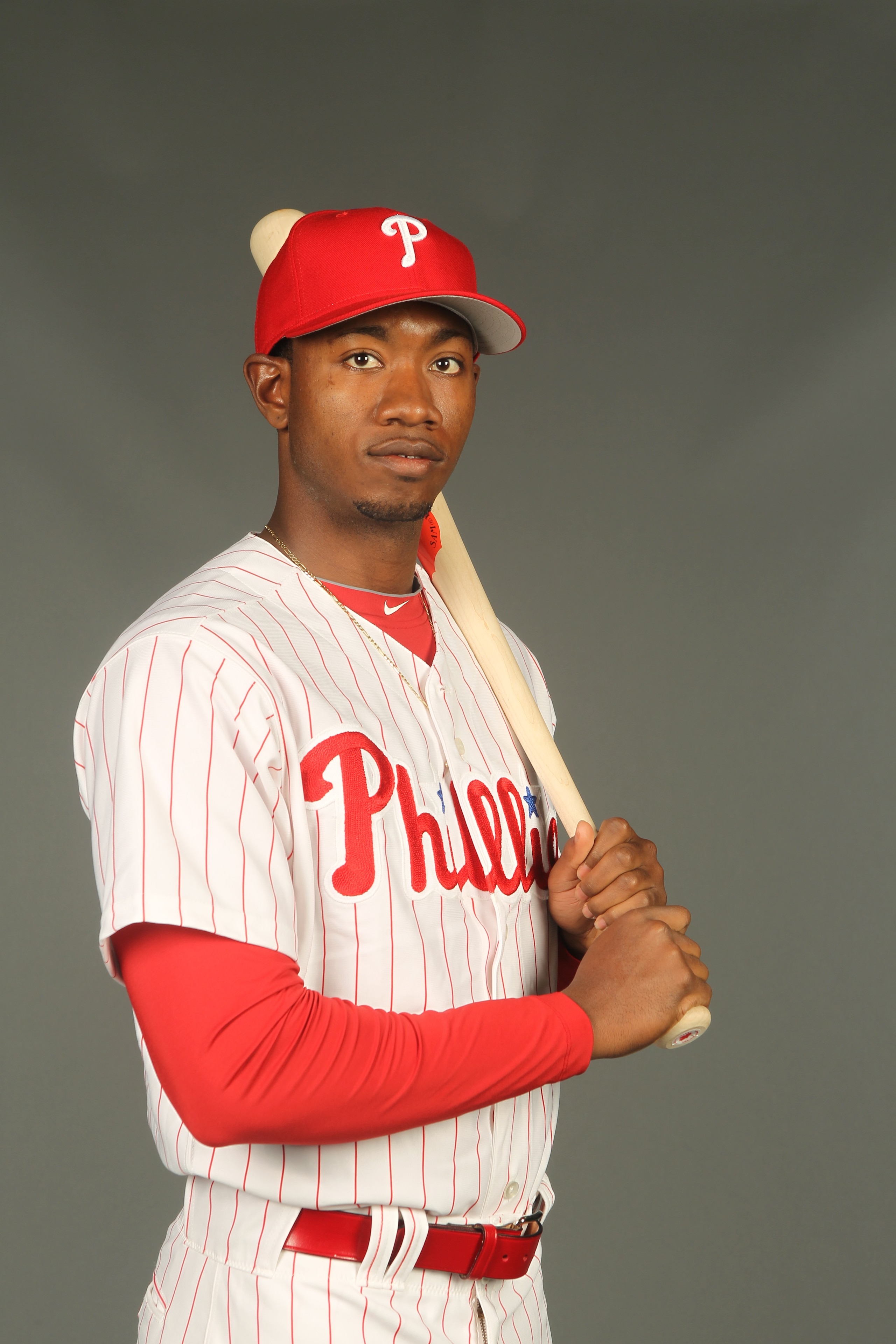 CLEARWATER, FL - FEBRUARY 24:  Dominic Brown #78 of the Philadelphia Phillies poses for a photo during Spring Training Media Photo Day at Bright House Networks Field on February 24, 2010 in Clearwater, Florida.  (Photo by Nick Laham/Getty Images)